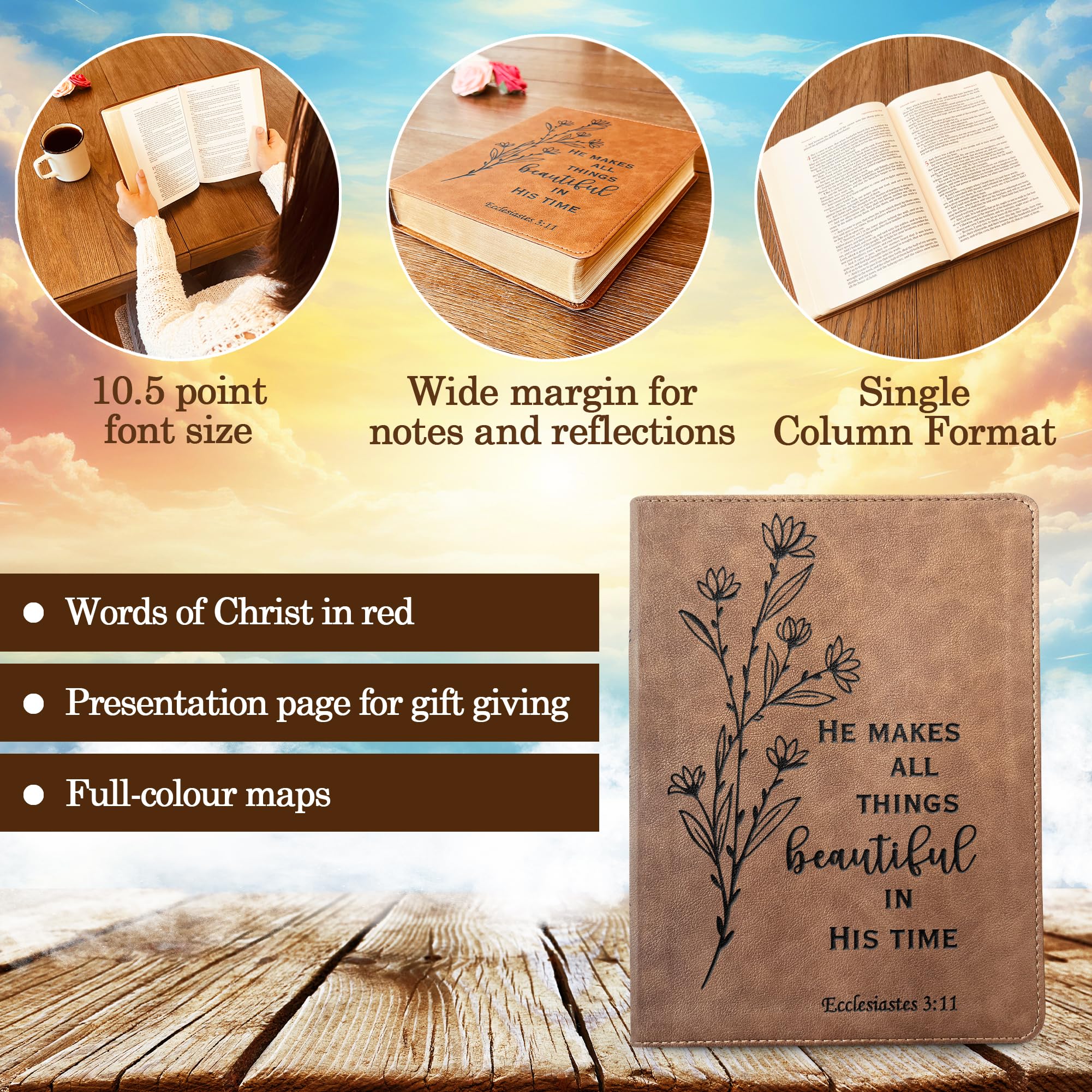 Personalized KJV Bible with Wide Margins - Custom Engraved King James Version Bible for Women & Men - Perfect Christian Gift for Baptism, Confirmation & Bible Study