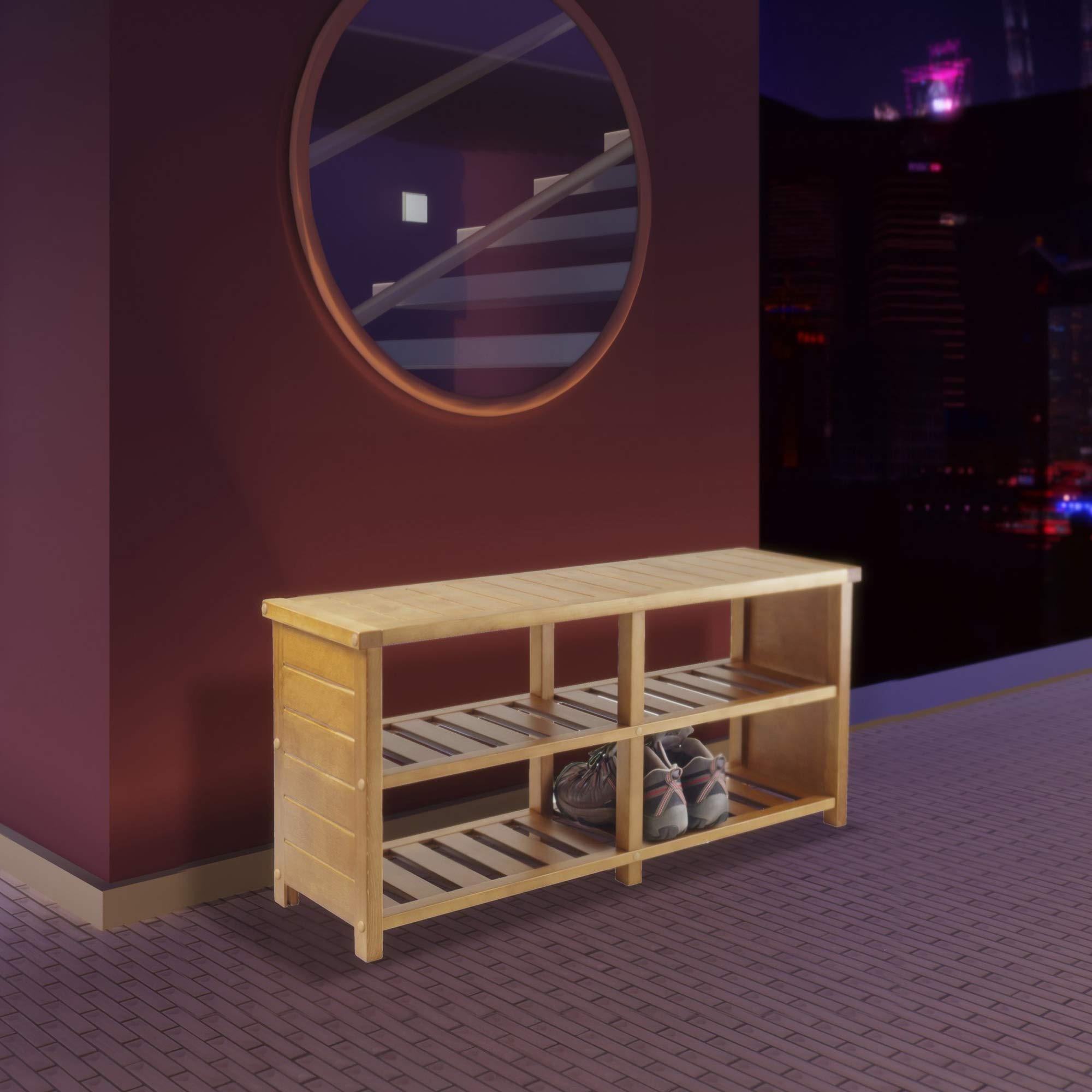 Winsome Keystone Teak Storage Organizer for Home, Office, and Bathroom Organization