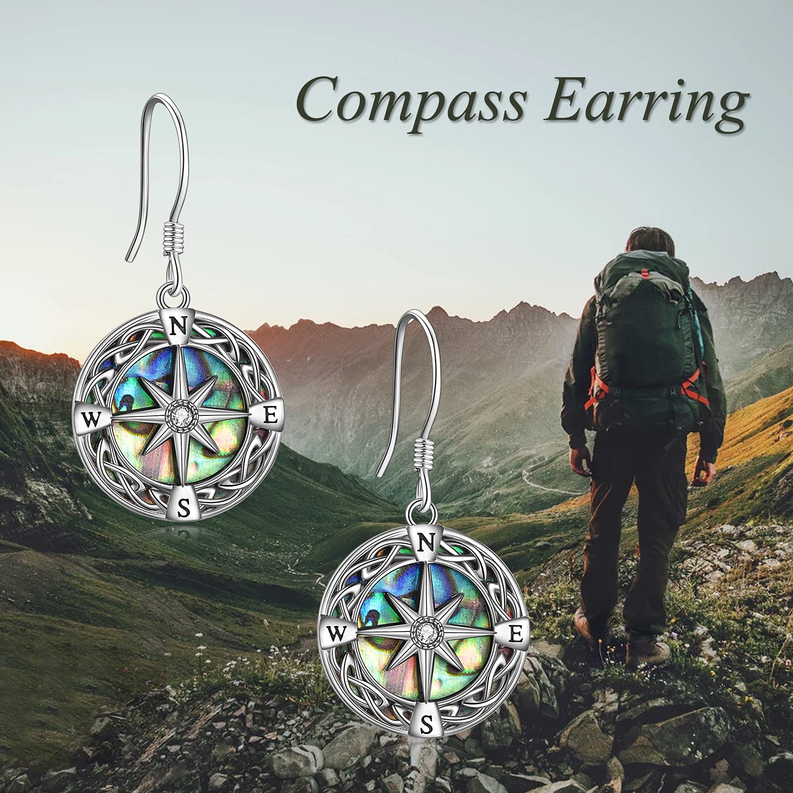 Sterling Silver Compass Earrings with Celtic Knot Design - Elegant Drop Dangle Jewelry for Women | Perfect for Travel, Adventure & Everyday Wear