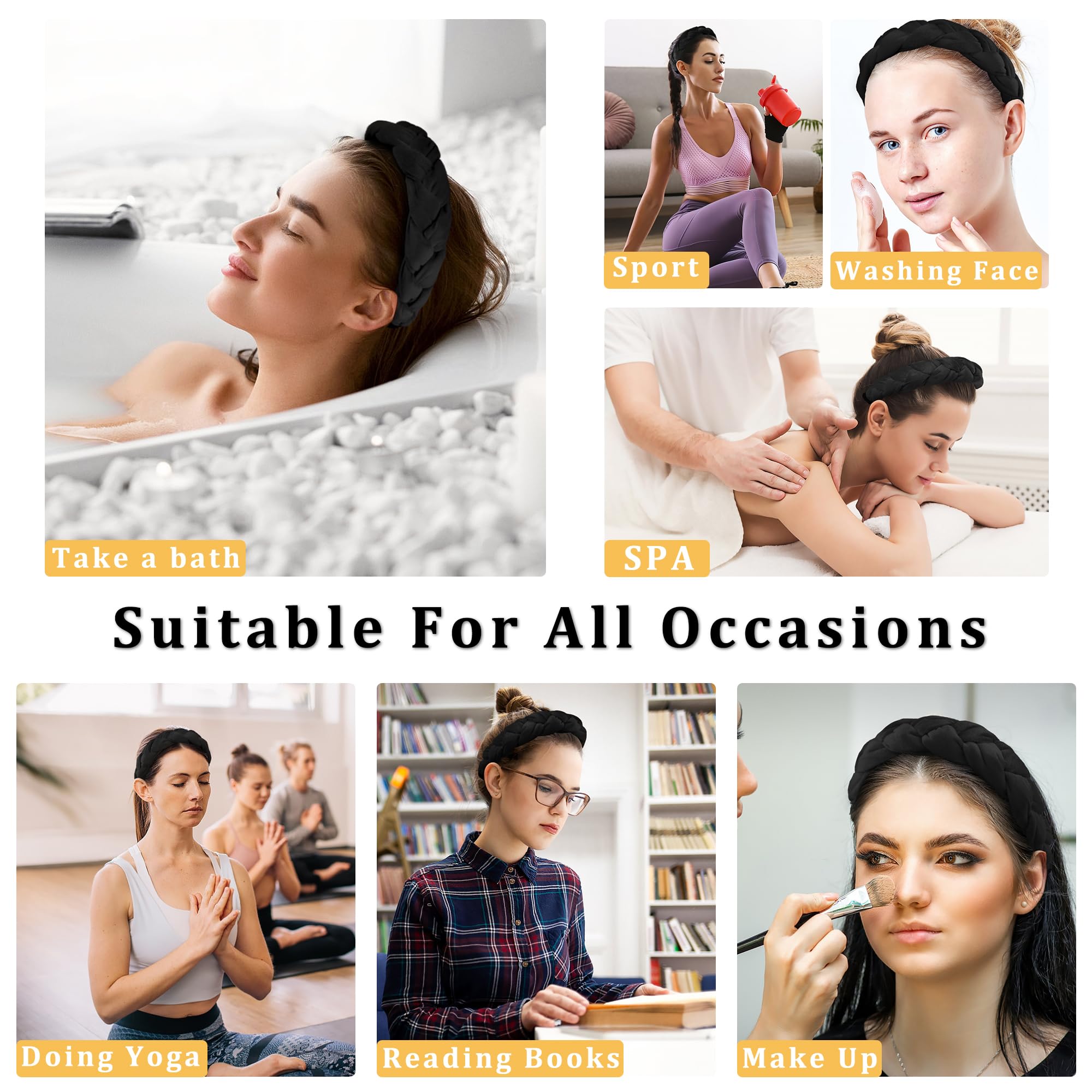 Women's Velvet Braided Headbands - Criss Cross Fashion Hair Accessories for Women (Black) | Perfect for Work, Parties & Everyday Style