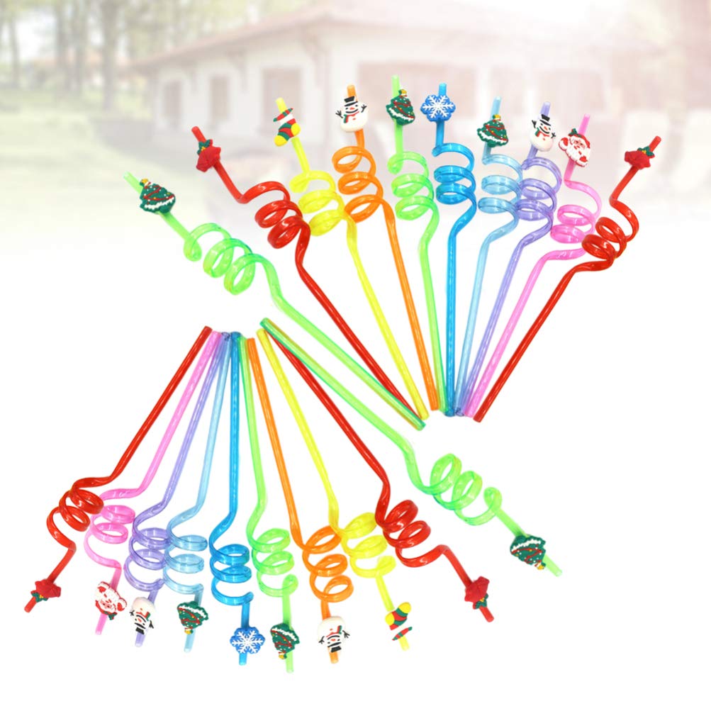 20pcs Christmas Silly Straws - Fun Plastic Drinking Straws for Holiday Parties, Christmas Decorations & Festive Celebrations - Perfect for Christmas Cocktails, Hot Chocolate & Holiday Gatherings