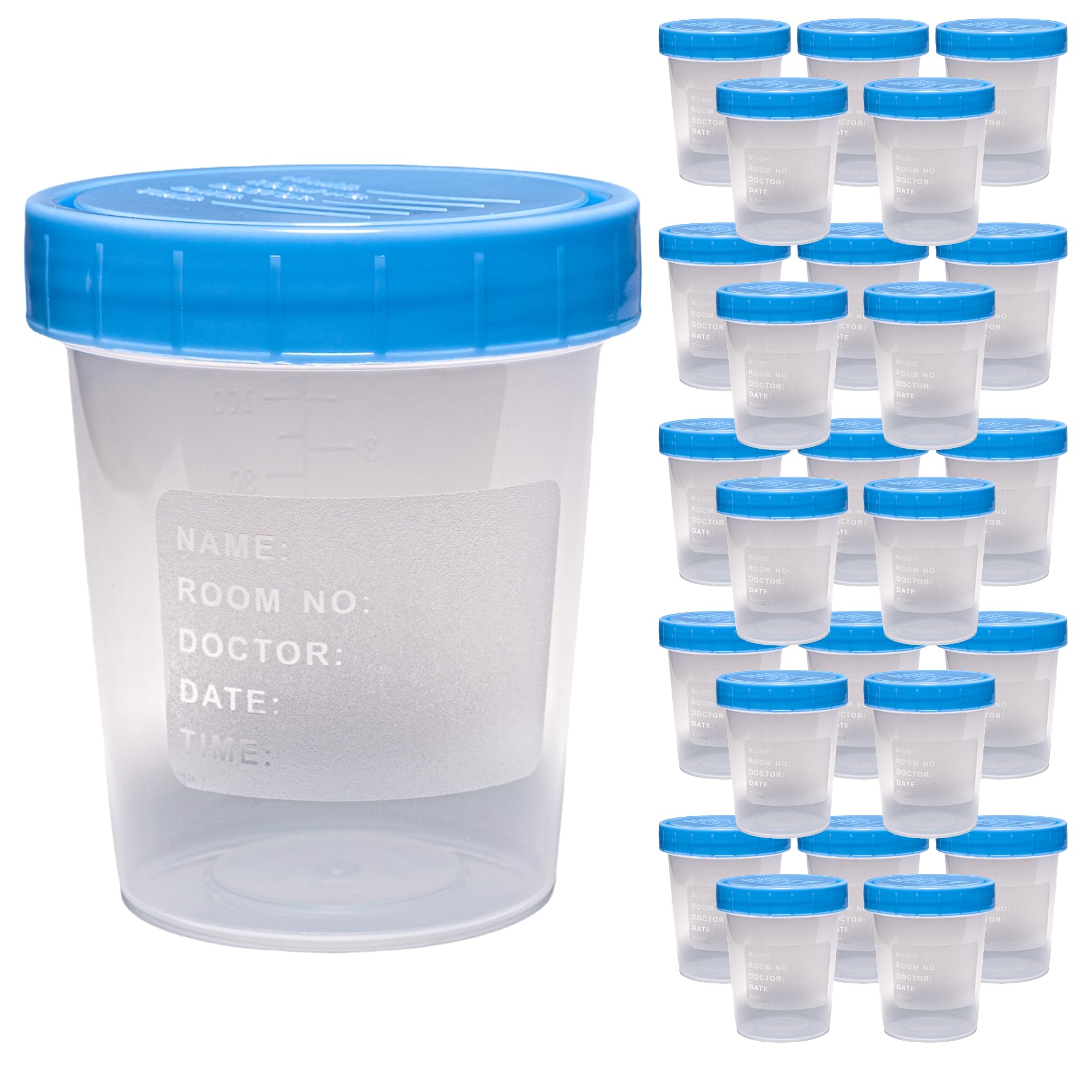 Leak-Proof 4oz Specimen Cups with Screw-On Lids - Pack of 25 Clear Non-Sterile Urine Sample Containers - Ideal for Medical Testing, Home Health Kits & Laboratory Use - Safe Collection for Urine, Stool & Semen Samples