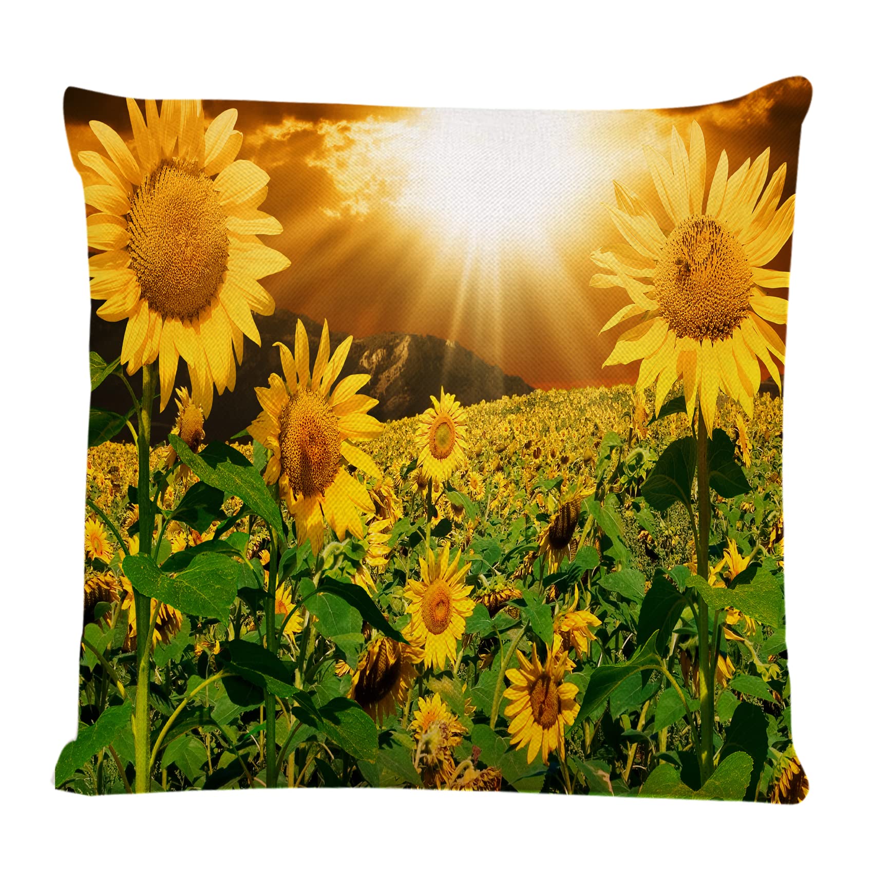 18x18 Inch Decorative Square Throw Pillow Covers - Sunflower Sunset Design for Couch, Sofa & Bed | Home Decor Accent | Perfect for Living Room, Bedroom & Dorm
