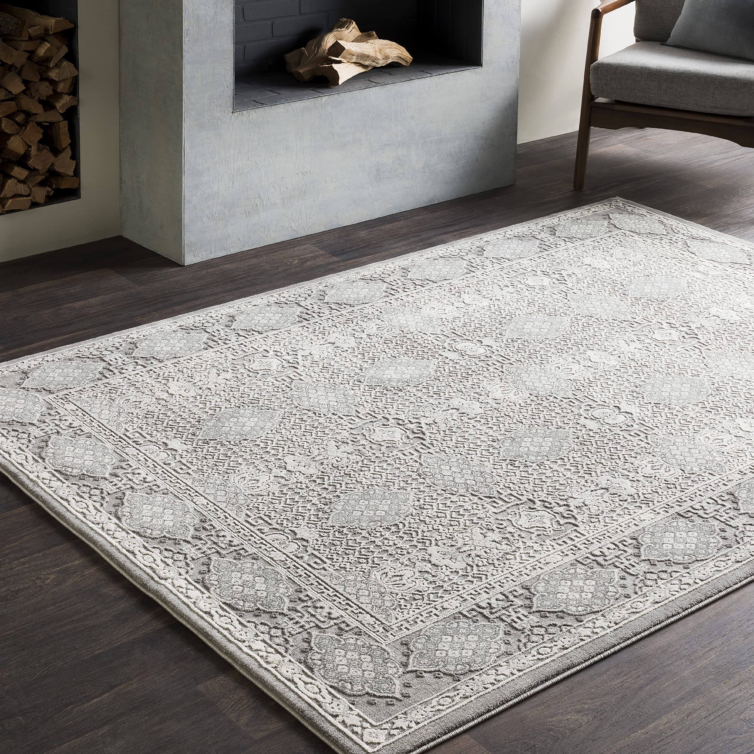 Mark&Day 3x8 Traditional Taupe Runner Rug - Soft Grey White Carpet for Hallway, Kitchen, Bedroom & Living Room (2'7