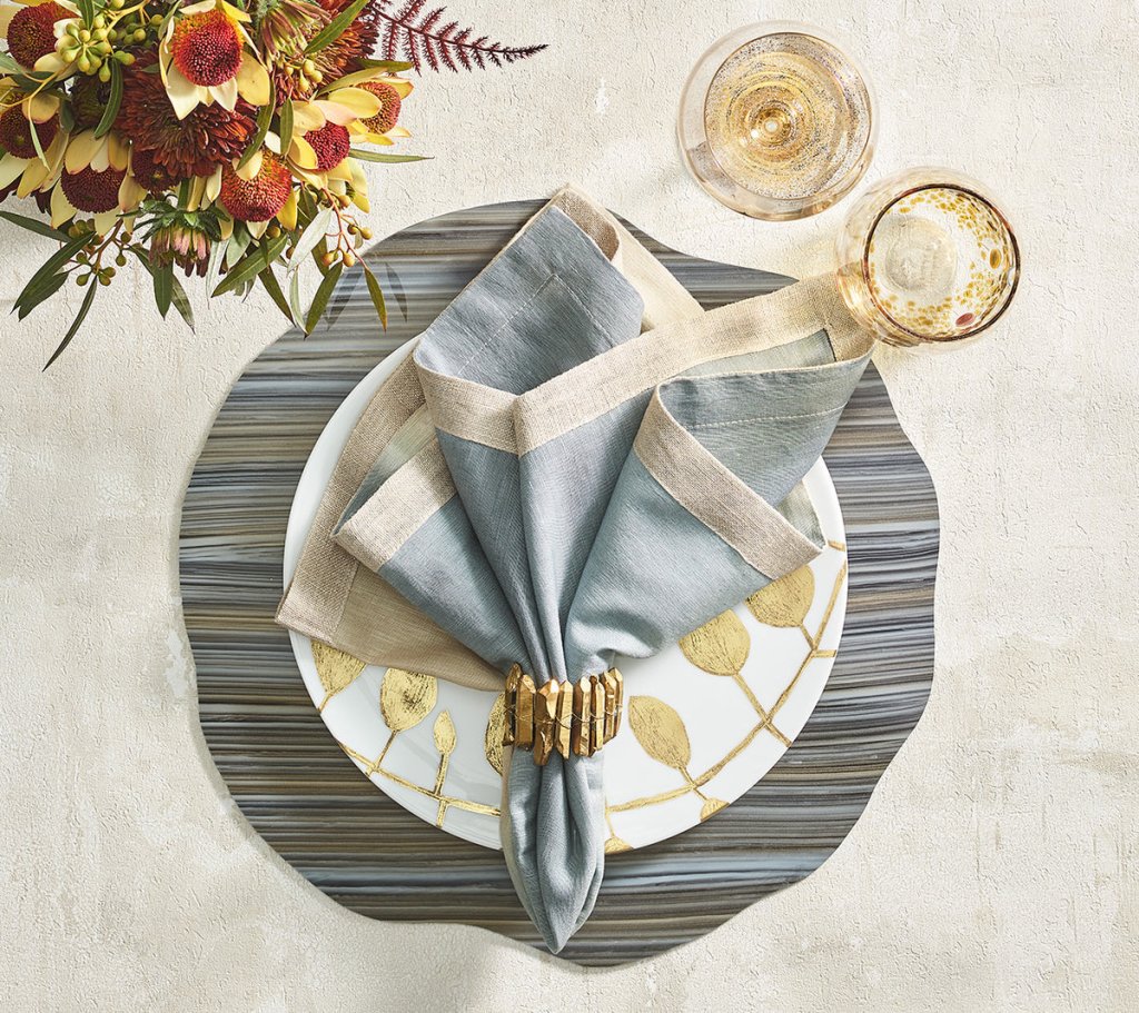 Premium Mica Stone Placemats Set of 4 - Heat-Resistant Beige Taupe Gray Coasters for Dining Table Decor, Kitchen, Party & Home Entertaining