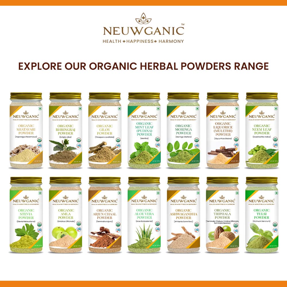 Neuwganic Organic Bhringraj Powder - USDA & India Organic Certified - Promotes Hair Growth - 200g (Pack of 1) - Perfect for DIY Hair Masks & Herbal Hair Oil Treatments
