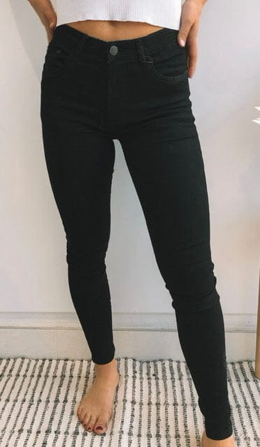 Country Denim Australia Black Plain Skinny Jeans for Women - Full Length Stretch Denim Pants | Perfect for Casual Wear, Office & Night Out