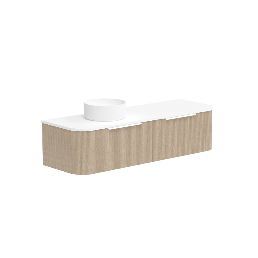 Waverley Vanity 1500 Wall Mounted Bathroom Sink Cabinet in Coastal Oak Finish - Perfect for Coastal, Farmhouse & Modern Bathroom Decor
