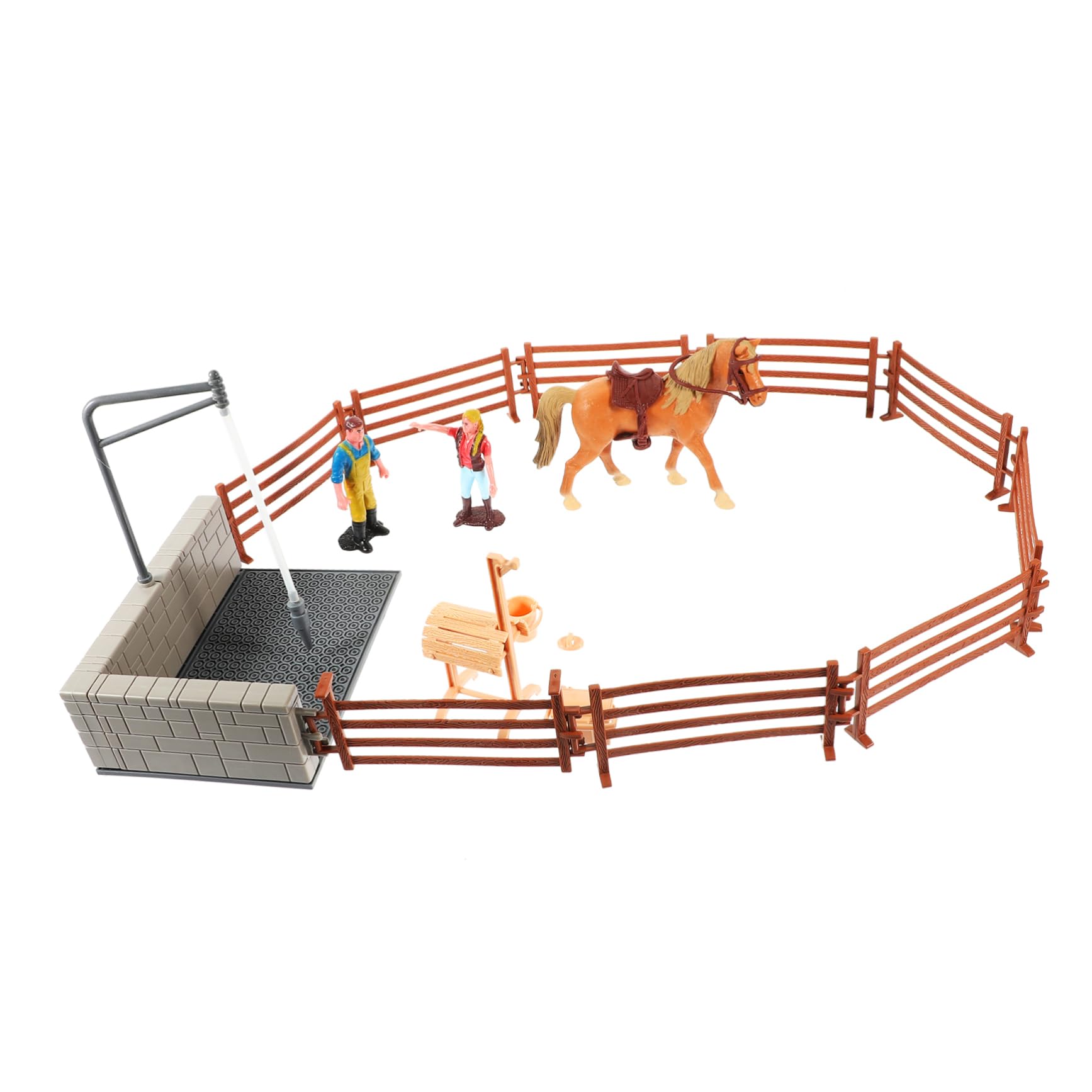 Vaguelly Mini Farm Animal Toys Set - 1 Pack Simulation Ranch Playset with Horse Barn, Plastic Farm Animals & Figures for Kids - Educational Brain Toy for Child Development, Farm House Decor & Pretend Play Scenes