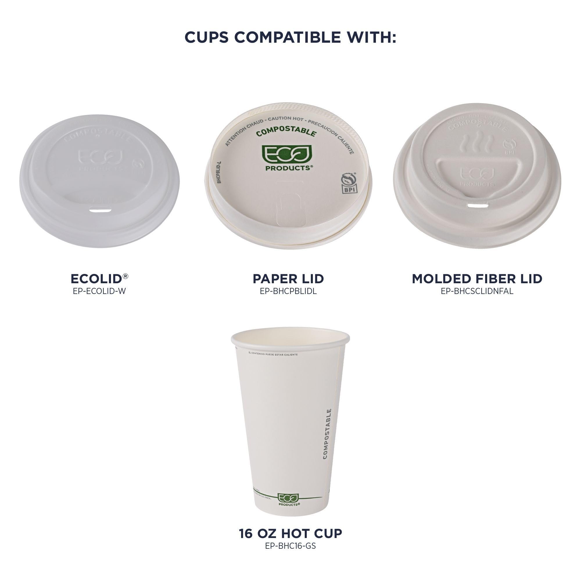 ECO-Friendly Compostable 16oz Coffee Cups - 1000 Count Case, White Single Wall Hot Paper Cups with Plant-Based PLA Lining | Biodegradable & Sustainable Disposable Cups for Coffee Shops, Offices, and Events