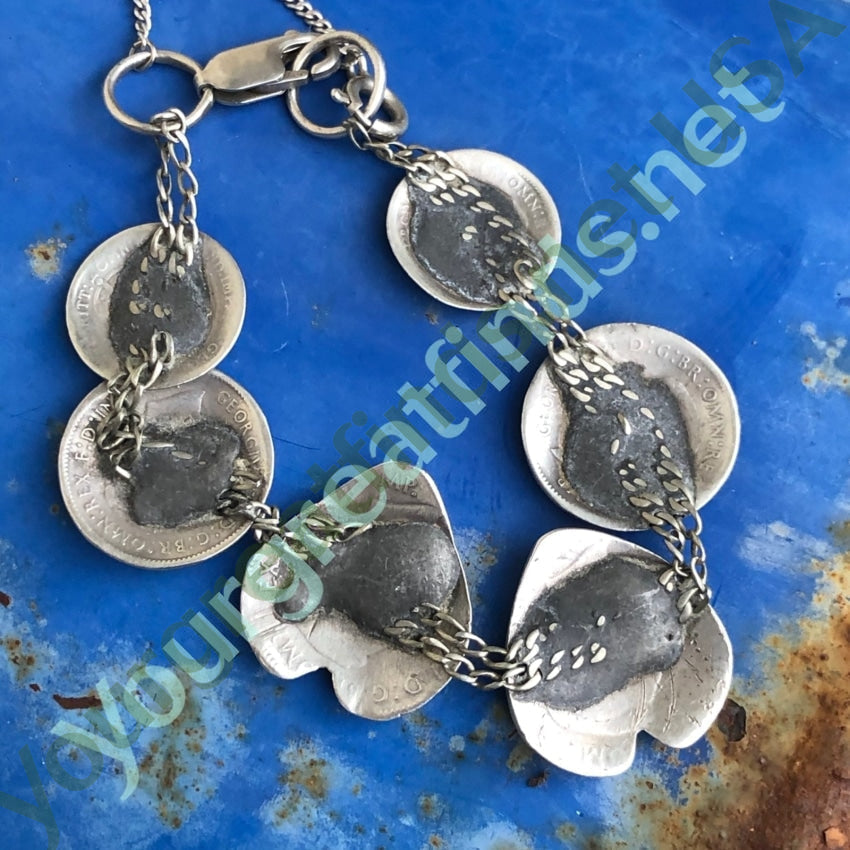 Vintage Australian Coin Bracelet with Hearts - Unique Handmade Jewelry for Women, Gift for Her, Boho Style Accessory - Perfect for Parties, Weddings & Everyday Wear