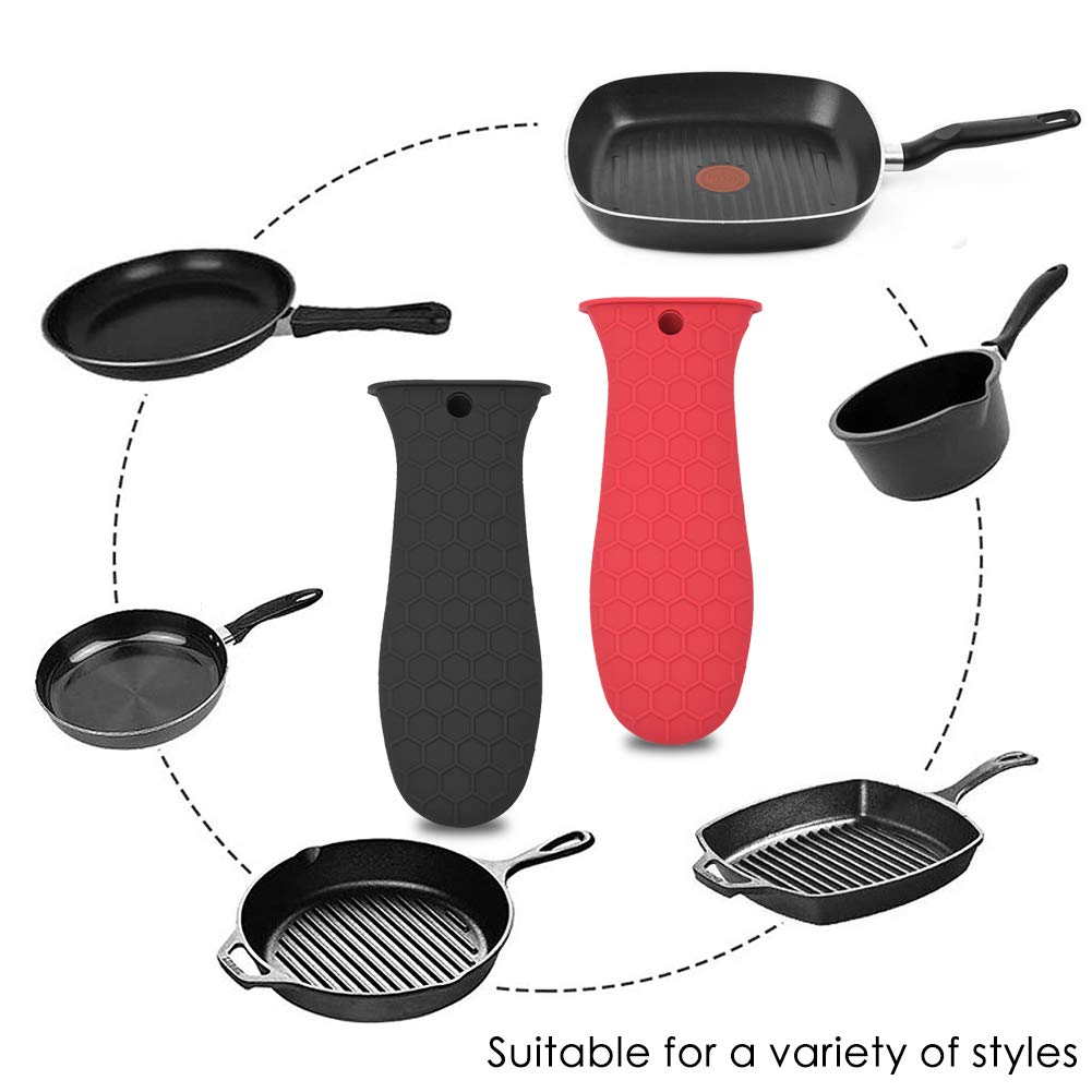 6-Pack Silicone Hot Handle Holders - Non-Slip Heat Resistant Pot Handle Covers for Cast Iron Skillets, Frying Pans & Griddles - Perfect for Cooking, Grilling & Kitchen Safety