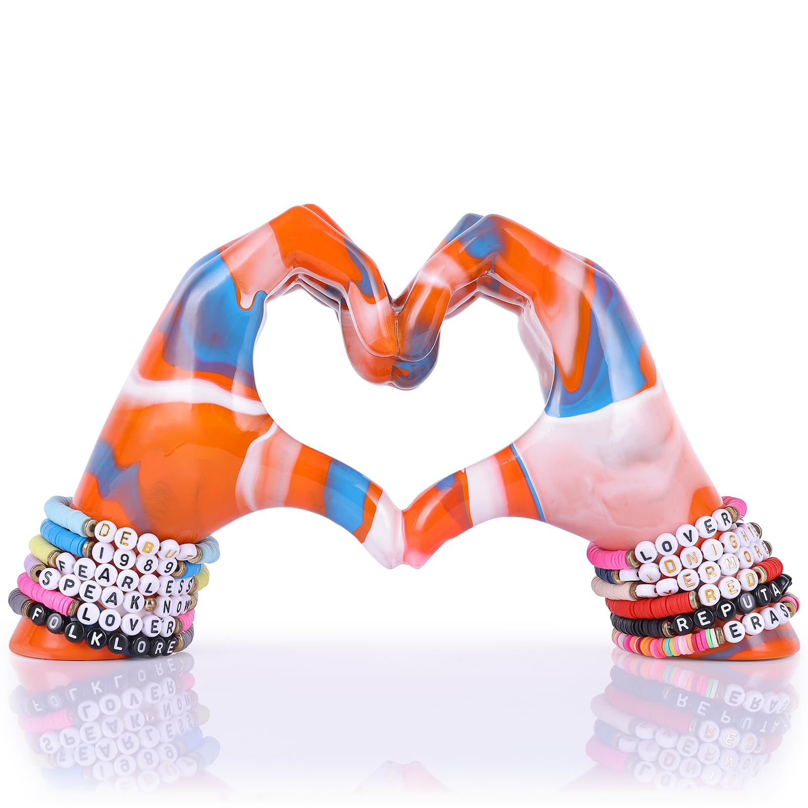Boho Orange Heart Hands Sculpture - Aesthetic Shelf & Table Decor for Living Room, Bedroom, Coffee Table | Unique Wedding & Birthday Gift | Symbol of Love | Perfect for Home Decor, Shelf Styling and Romantic Occasions