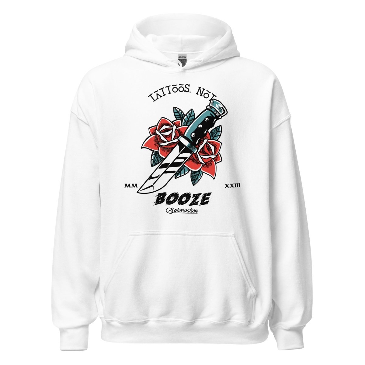 Rose Dagger Unisex Hoodie - Gothic Tattoo Inspired Pullover for Men & Women | Perfect for Streetwear, Concerts & Alternative Fashion