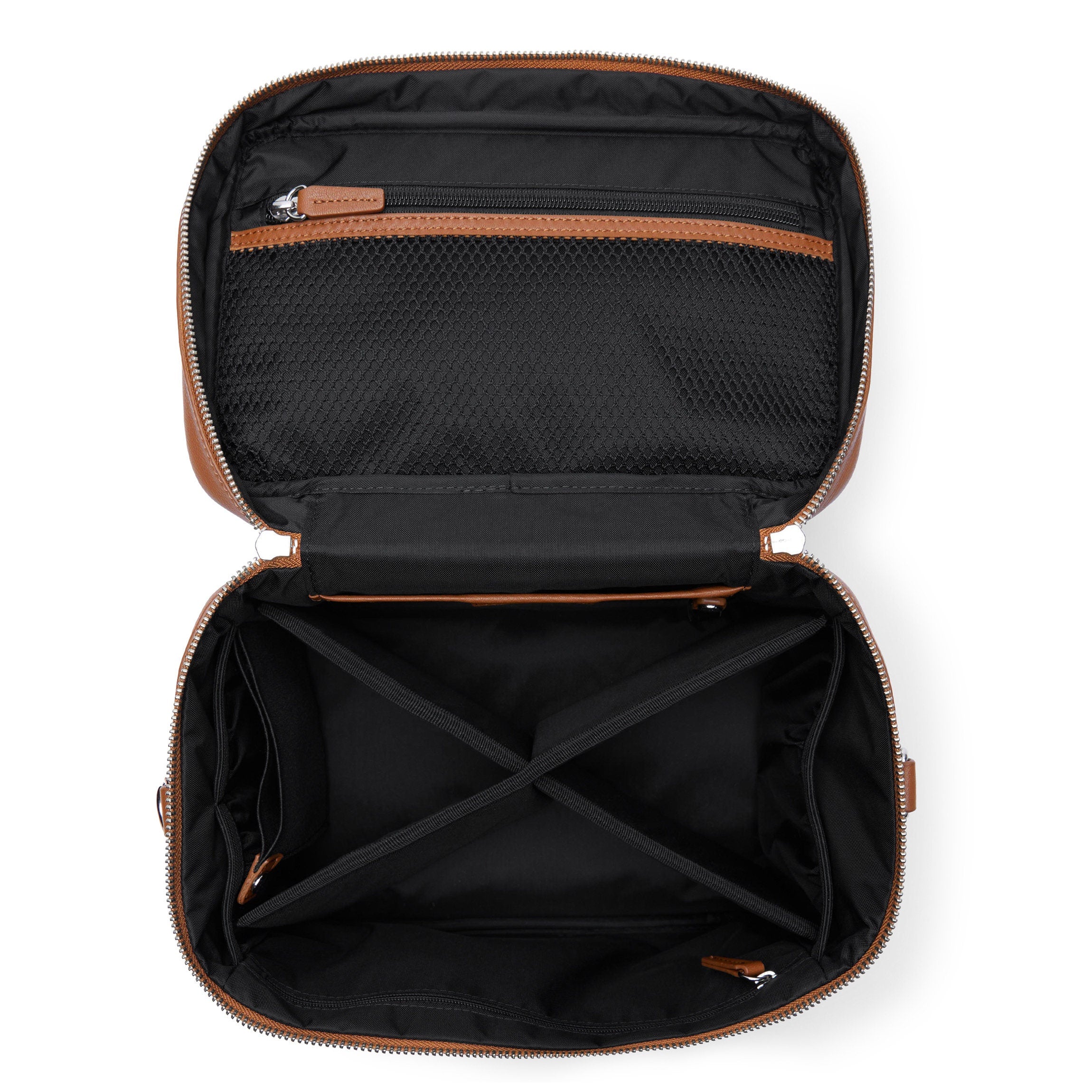 Professional XL Train Case in Cognac Brown - Perfect for Makeup Artists, Hairstylists & Travel Organizers - Durable & Spacious Cosmetic Storage Solution