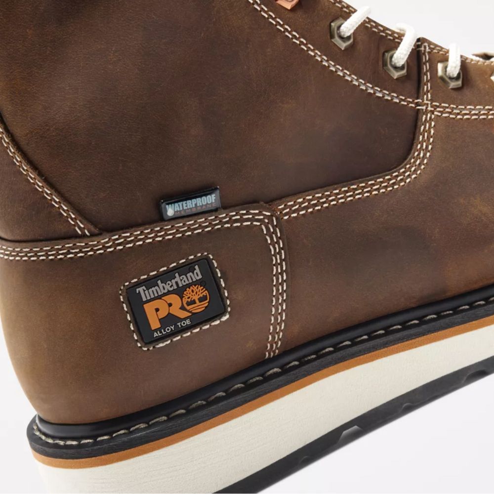 Timberland PRO Gridworks A12ez Men's Waterproof 8-Inch Alloy Toe Work Safety Boots - Brown | Durable & Comfortable for Construction, Warehouse & Outdoor Work