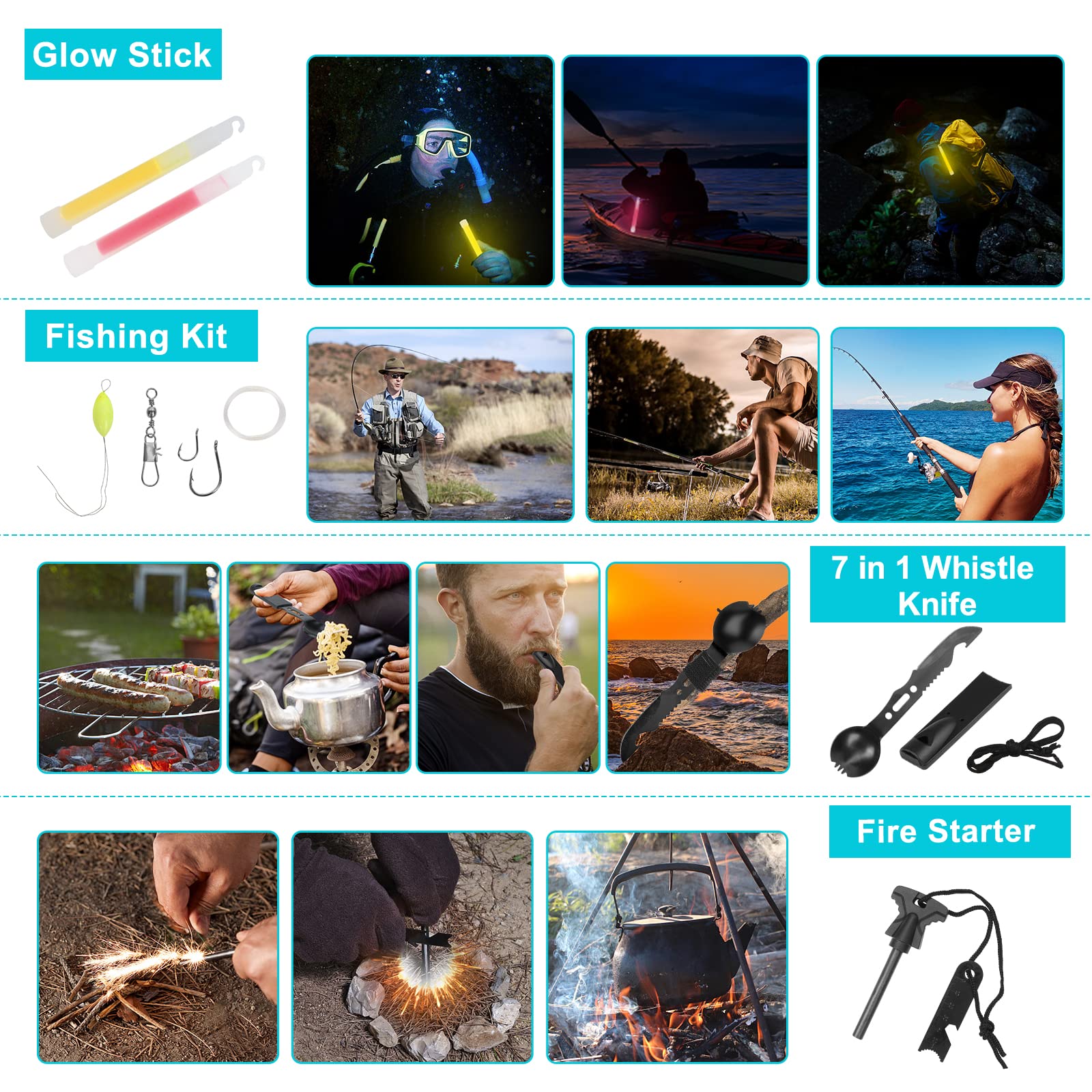 Professional Survival Gear Kit & Large Camping Backpack with First Aid - Essential Outdoor Adventure Equipment for Hiking, Emergency Preparedness & Wilderness Exploration