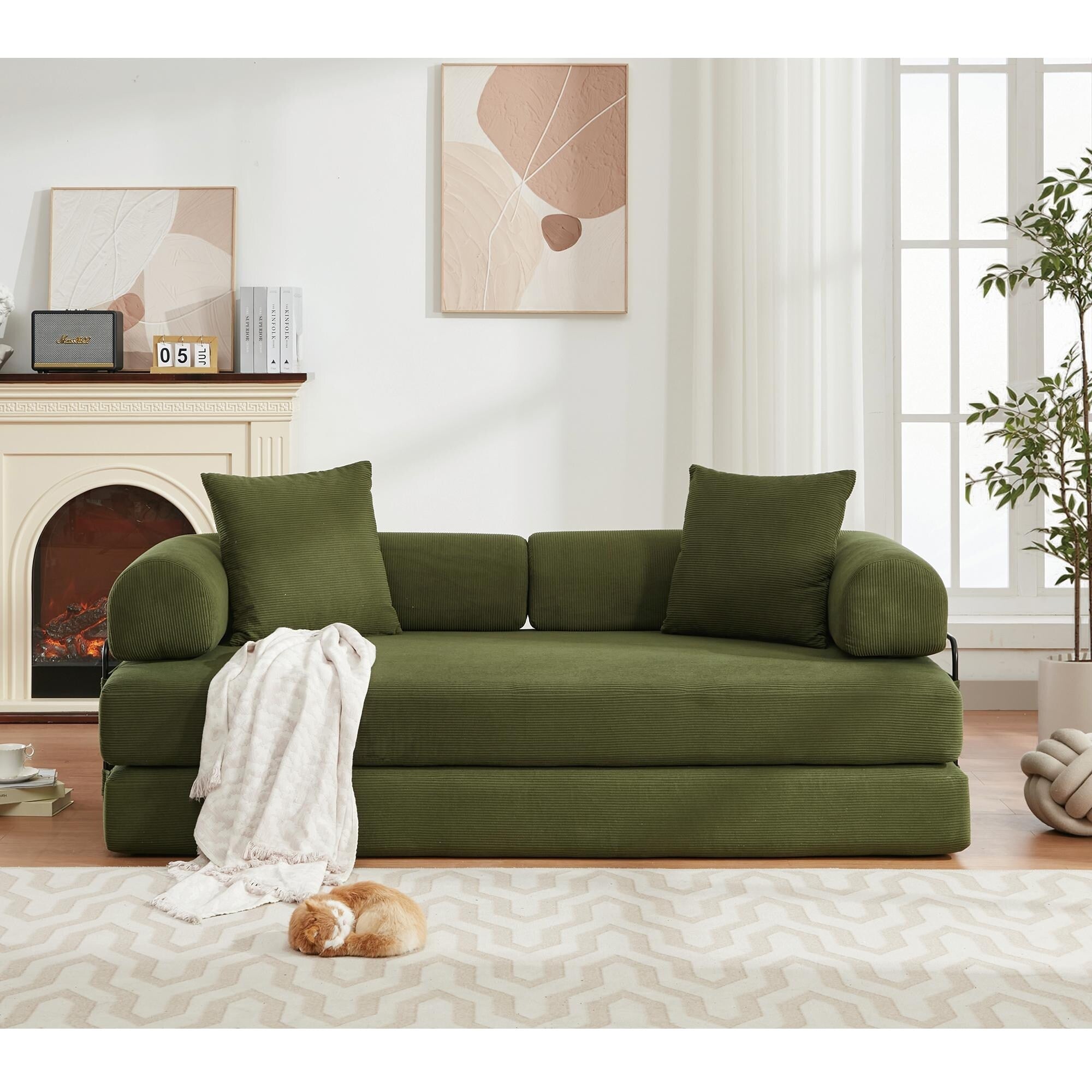 3-Seat Folding Sofa Bed - King Size Convertible Sleeper with High-Density Foam & Non-Slip Pad - Perfect for Small Spaces, Guest Rooms & Apartments