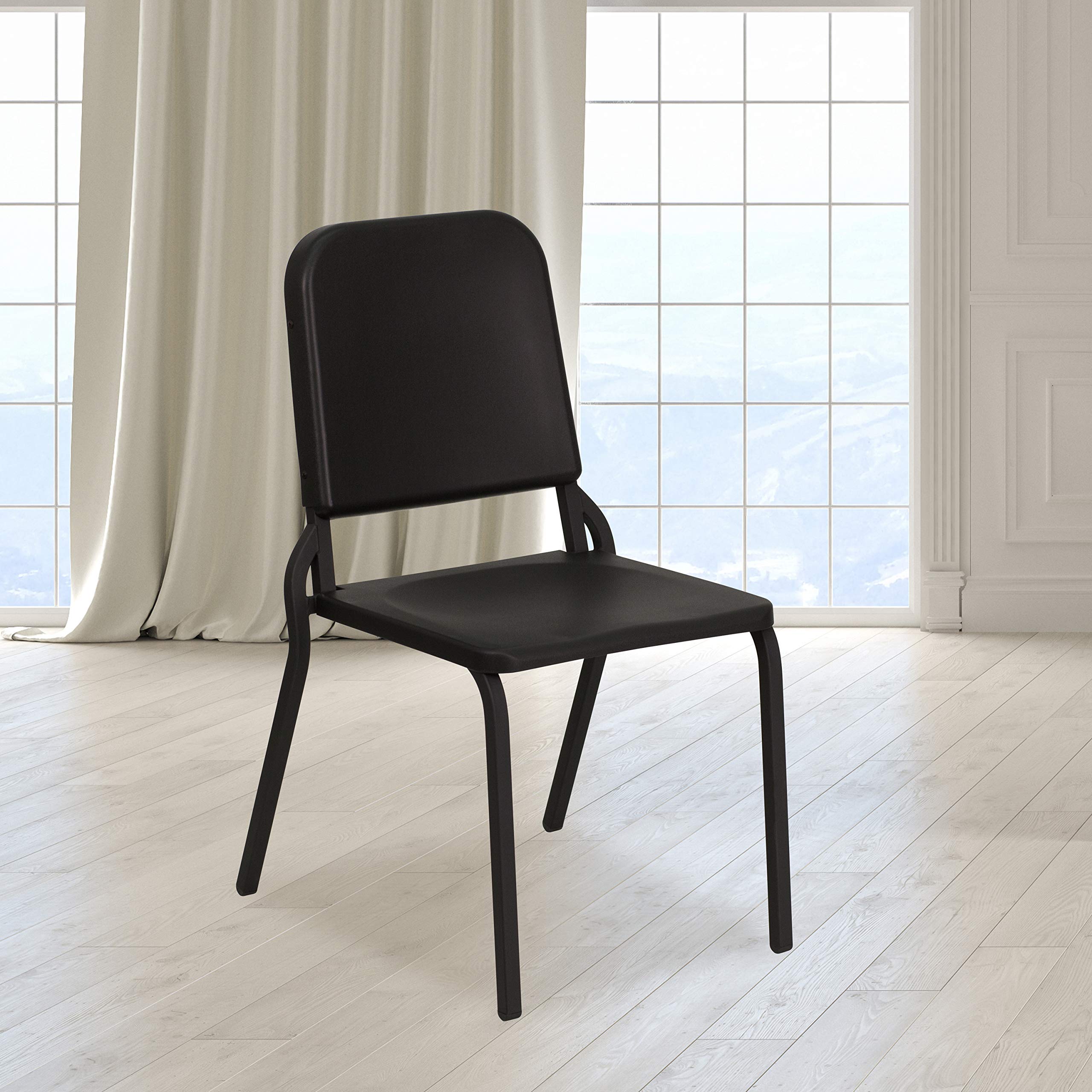 5-Pack Black High-Density Stackable Music Chairs for School, Classroom, Band & Choir - Durable & Comfortable Seating for Students, Performers & Events