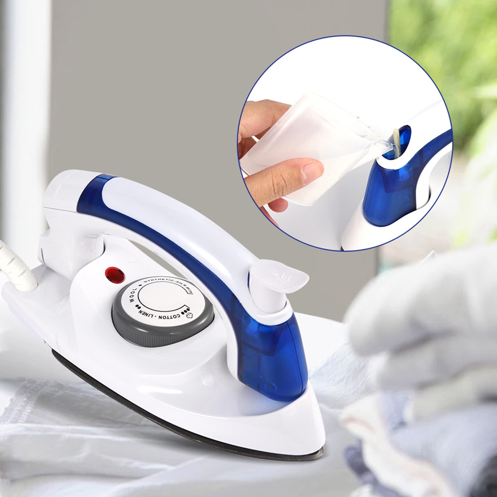 Portable Electric Steam Iron with Temperature Control & Nonstick Soleplate - Foldable Mini Clothes Iron for Home, Travel & Dorm - Fast Heating for Wrinkle-Free Clothes, Perfect for Business Trips & Small Spaces