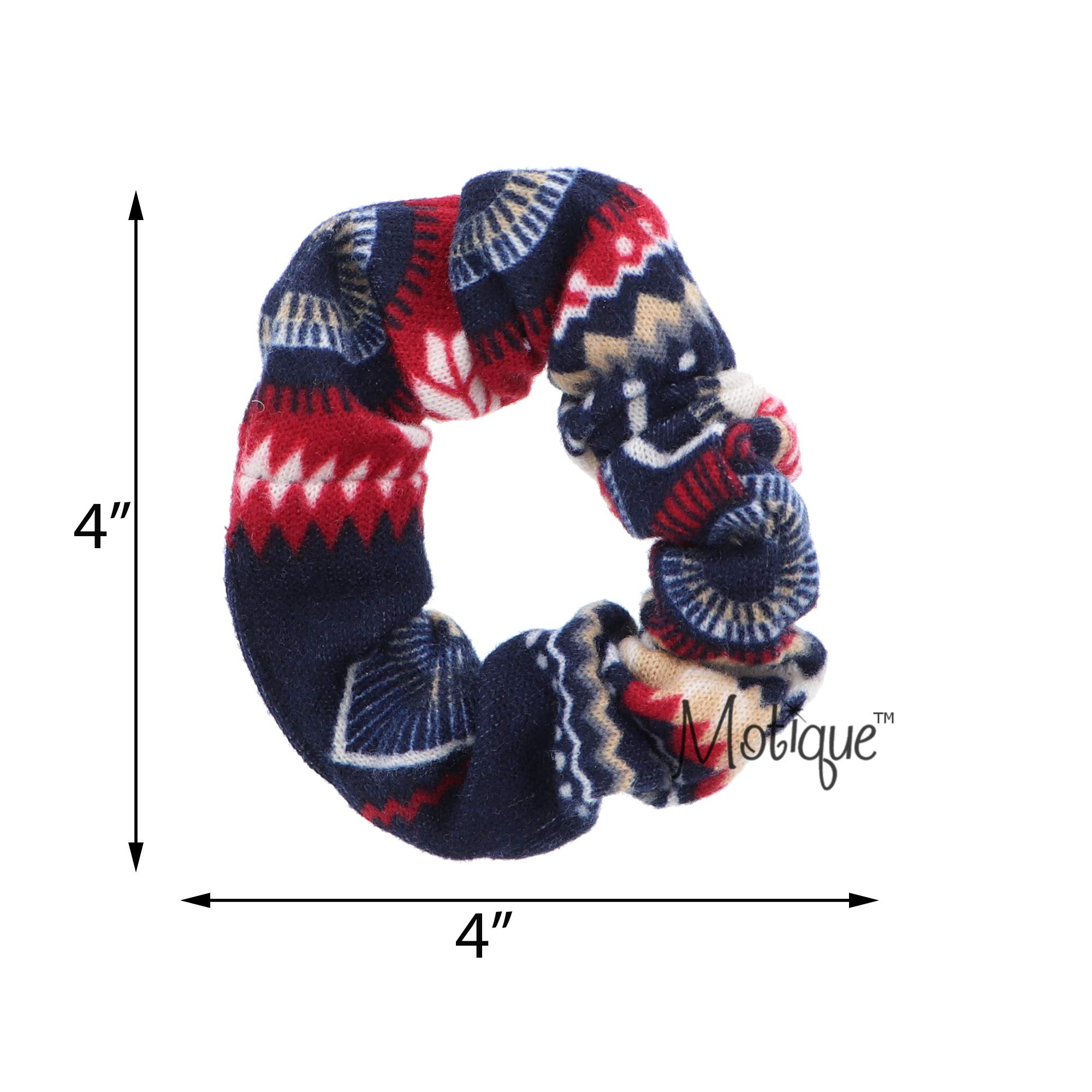 Girls Aztec Hair Scrunchy-Blue - Stylish Hair Accessory for School, Sports & Everyday Wear