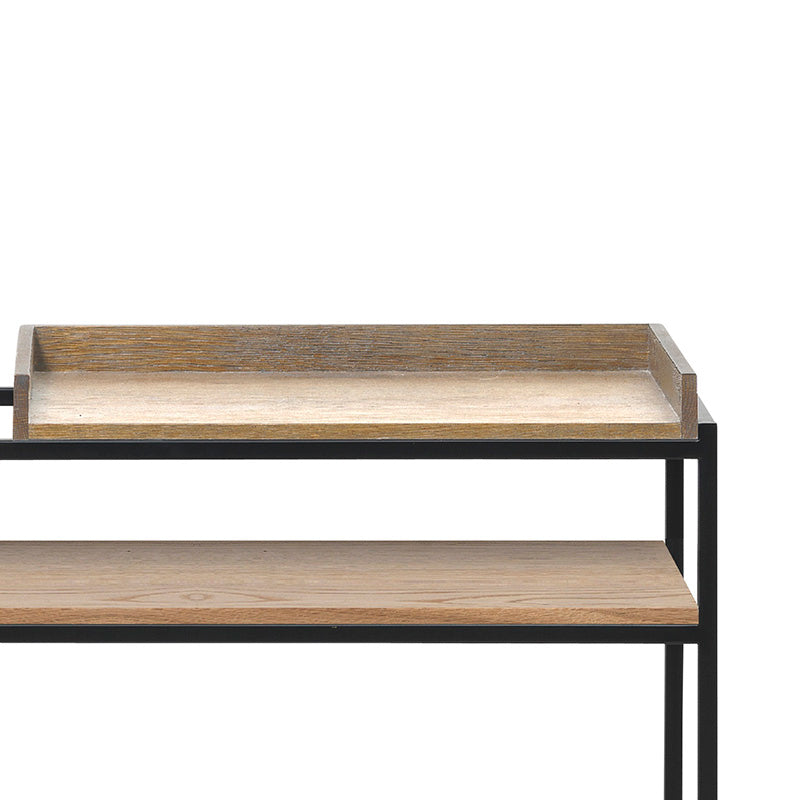 RIVOLI 90cm Display Unit Console Table - Natural Oak & Black Finish | Perfect for Living Room, Entryway, or Office Storage & Decor