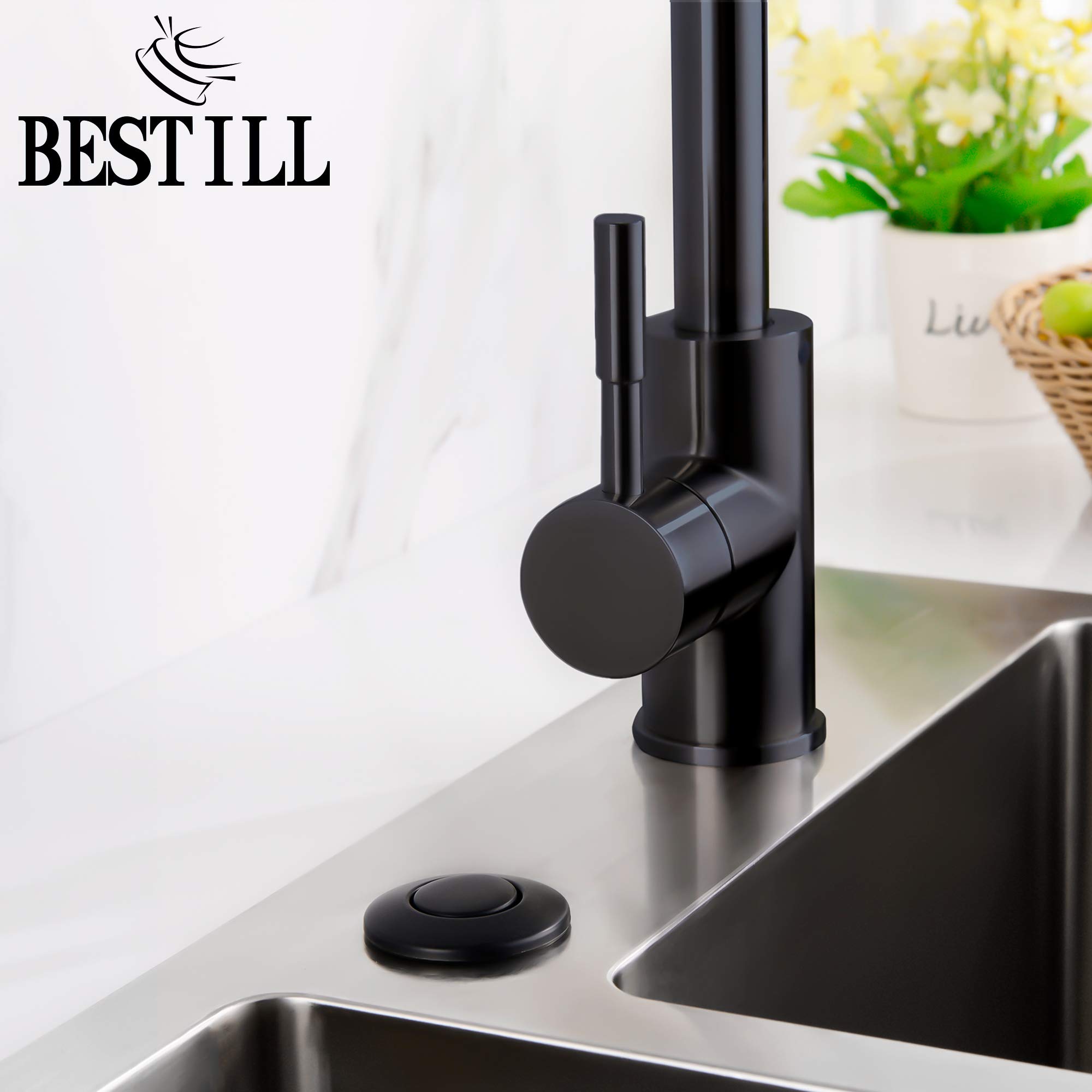 BESTILL Sink Top Air Switch Kit for Garbage Disposal - Matte Black 3.6