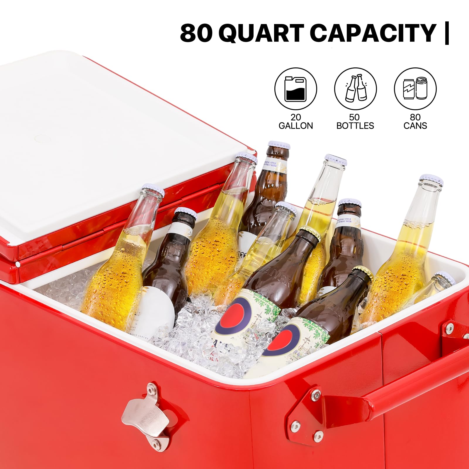 MADOG 50-Quart Rolling Cooler with Wheels - Insulated Outdoor Cooler for Picnics, Camping, Beach, Tailgating & Backyard Parties - Perfect for Patio, Deck & BBQ Gatherings