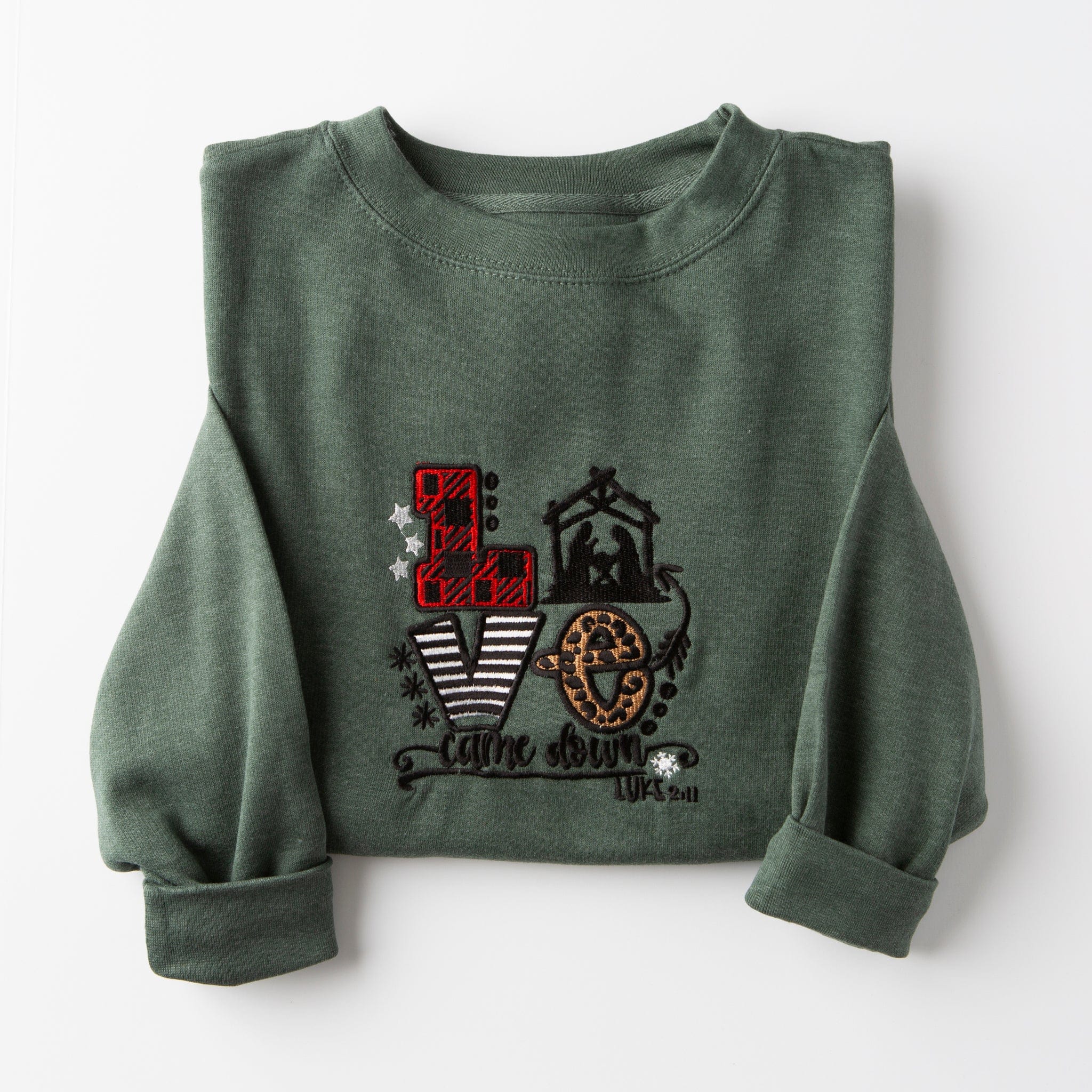 Embroidered Love Came Down Sweatshirt - Cozy Pullover Hoodie with Heart Design - Perfect for Valentine's Day Gifts, Couples Outfits & Casual Winter Wear
