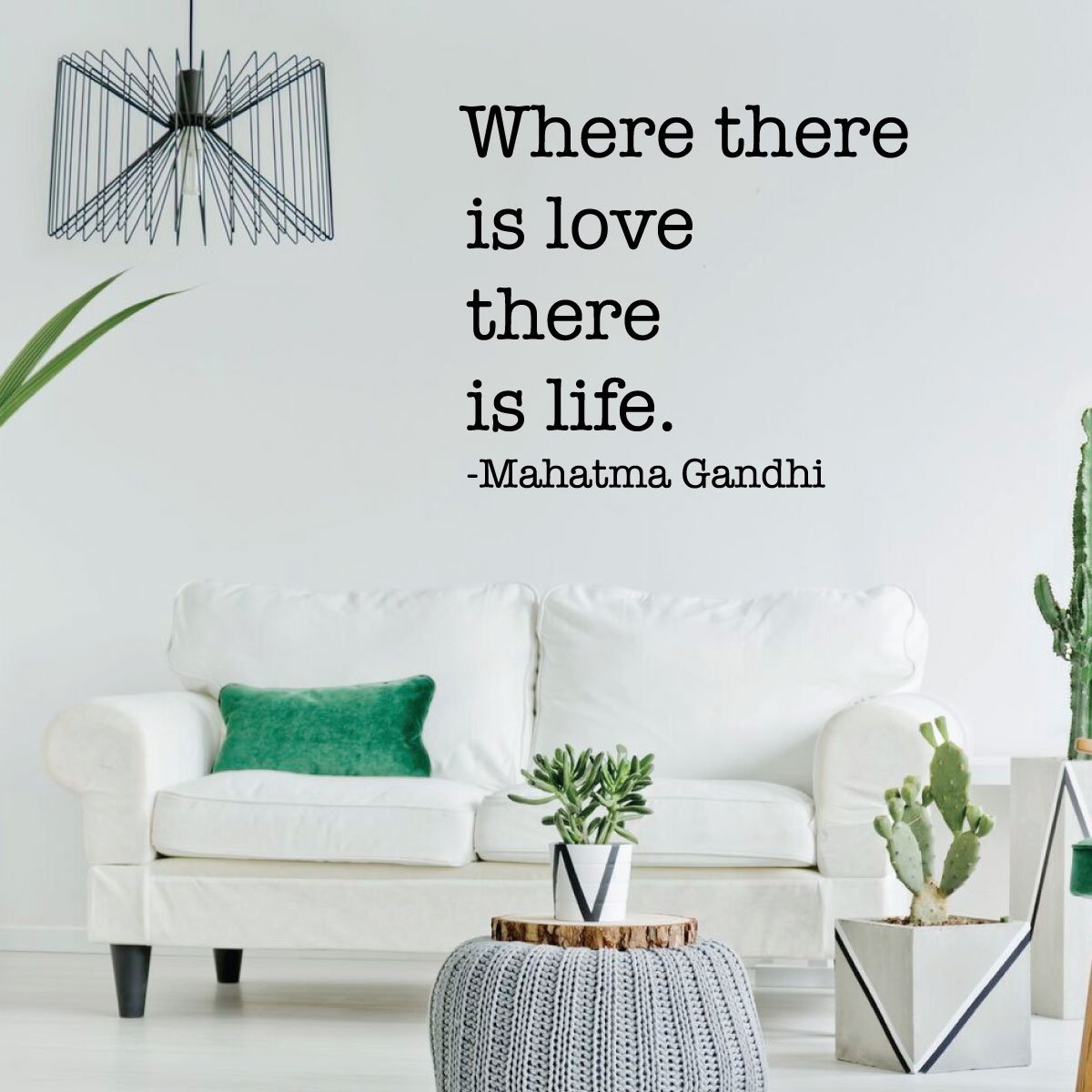 Inspirational Wall Decals with Mahatma Gandhi Quote - 'Where There Is Love There Is Life' - Removable Vinyl Stickers for Home, Bedroom, Nursery & Office Decor - Perfect for Living Room, Dorm & Gift Ideas