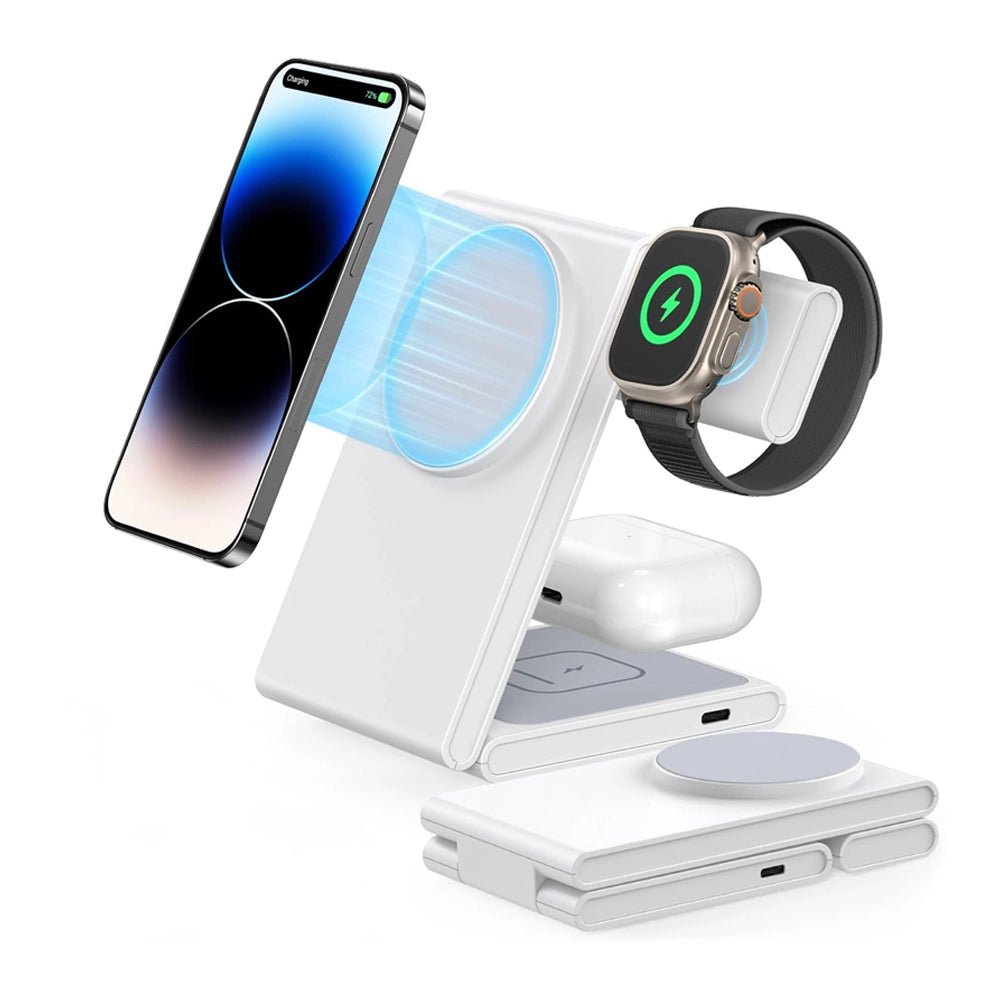 FlexCharge Trio: 3-in-1 Fast Wireless Charging Station for iPhone, Samsung & AirPods - Perfect for Home, Office & Nightstand Charging