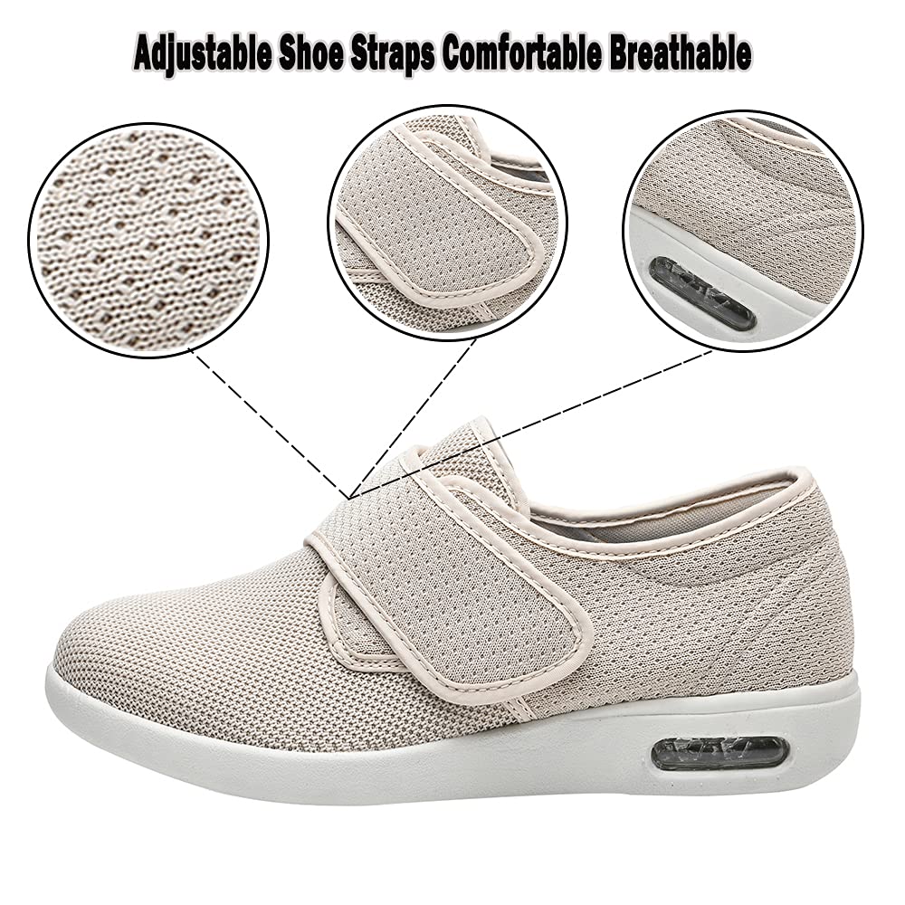JBTNBX Men's Wide Width Diabetic Shoes - Adjustable Closure, Lightweight & Breathable Walking Sneakers for Elderly with Edema, Plantar Fasciitis & Swollen Feet - Ideal for Daily Walking, Nursing & Comfortable Foot Care
