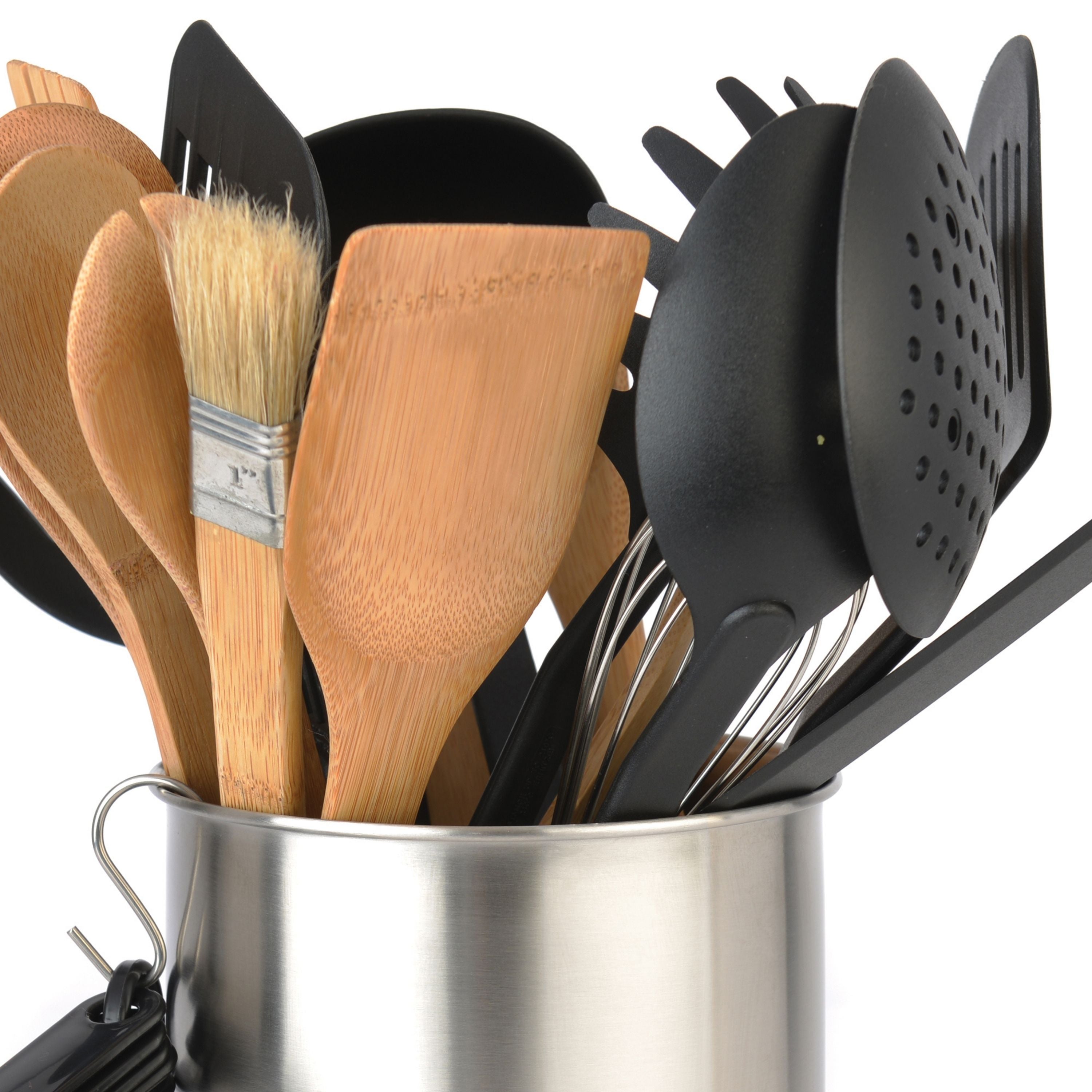 BergHOFF Studio 23-Piece Stainless Steel Kitchen Utensil Set with Holder - Essential Cooking Tools for Baking, Grilling & Food Prep - Perfect for Home Chefs & Professional Kitchens