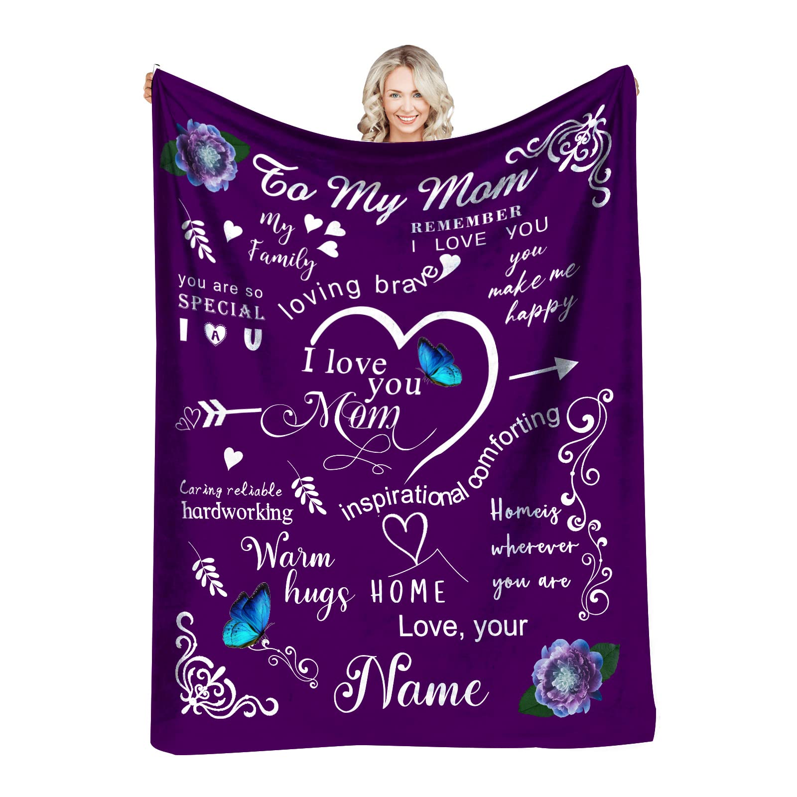 Personalized Custom Blanket for Mom - Heartwarming Gift from Daughter or Son - Soft Letter Throw Blanket for Couch, Bed & Sofa - Perfect Mother's Day & Birthday Present - Cozy Home Decor for Relaxation & Family Moments