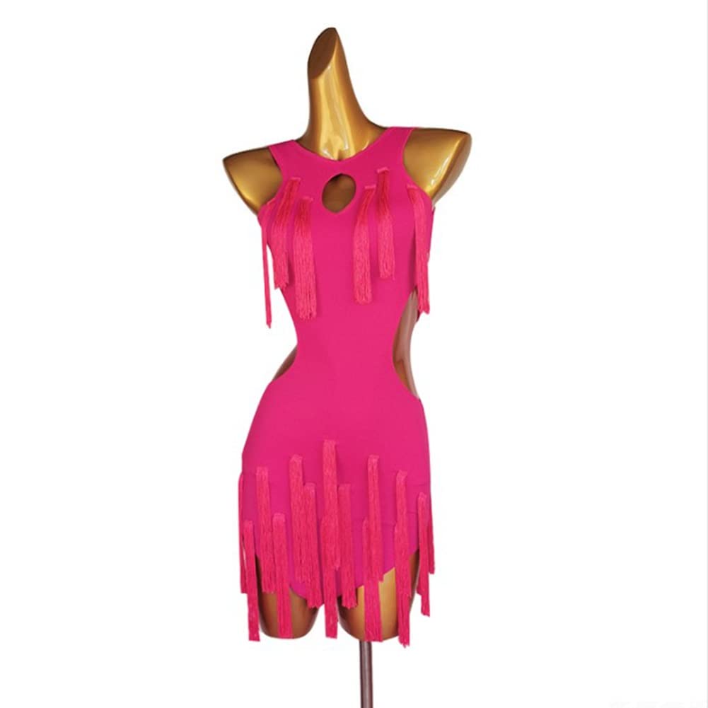 LILISHANGPU Women's Pink Latin Dance Dress - Elegant Figure Skating & Ballroom Waltz Training Suit for Women, Large Size, Perfect for Dance Competitions & Performances
