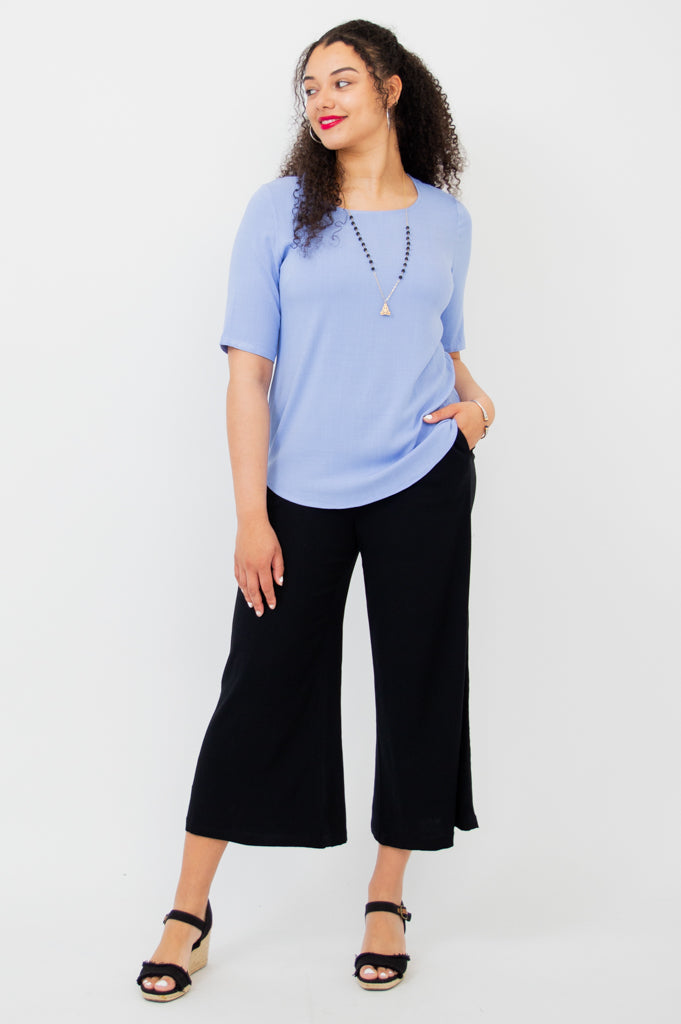 Liza Women's Bamboo V-Neck Top in Periwinkle Blue - Soft & Breathable Casual Shirt for Summer Outfits, Workwear & Weekend Wear