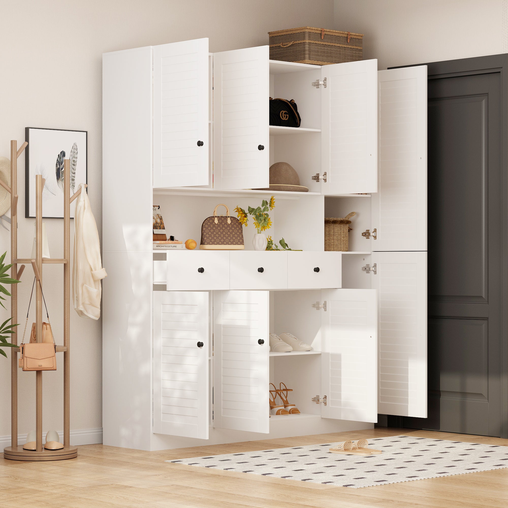 22 Pair Shoe Storage Cabinet Organizer - Space Saving Closet Shoe Rack for Men & Women - Perfect for Bedroom, Closet, Entryway, and Dorm Organization
