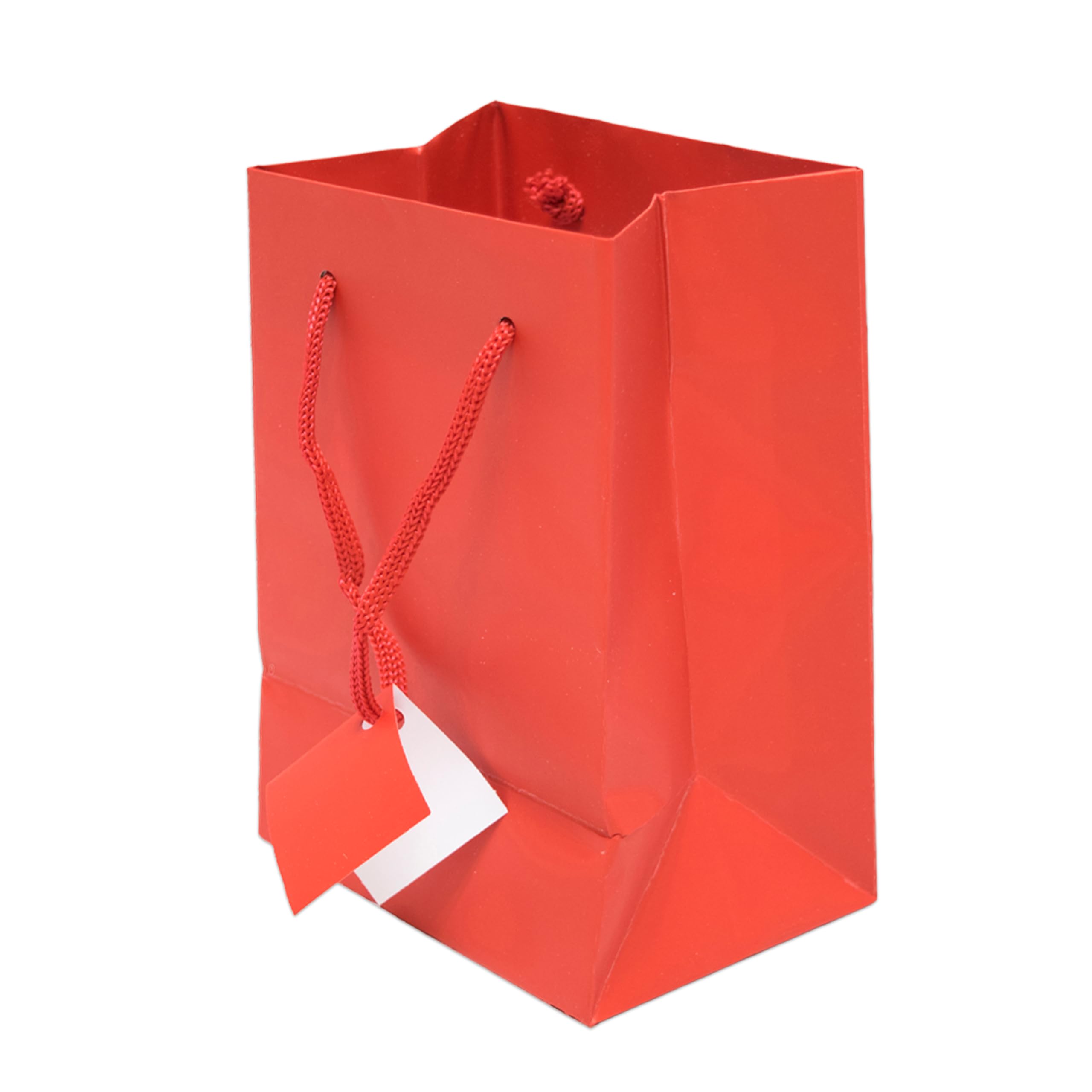 10 Pack Small Red Gift Bags with Handles 4.75x3.25x6.75 Inches - Bulk Paper Party Favor Bags for Birthday, Wedding, Business & Shopping - Euro Tote Grocery Bags for Retail Stores, Gift Wrapping & Personal Use