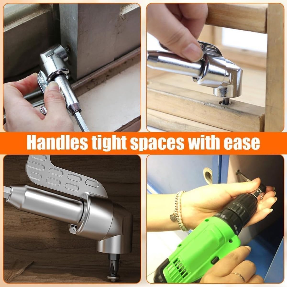 105 Degree Right Angle Drill Adapter - Adjustable Electric Corner Turner & Screwdriver Attachment for Tight Spaces (2025 New Model) - Perfect for HVAC, Plumbing, Automotive Repairs and DIY Projects in Confined Areas