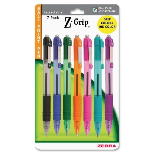 Wholesale Case of 25 Zebra Z-Grip Retractable Ballpoint Pens - 1.0mm Point, 7-Pack Assorted Colors - Bulk Office & School Supplies for Writing, Note Taking & Everyday Use