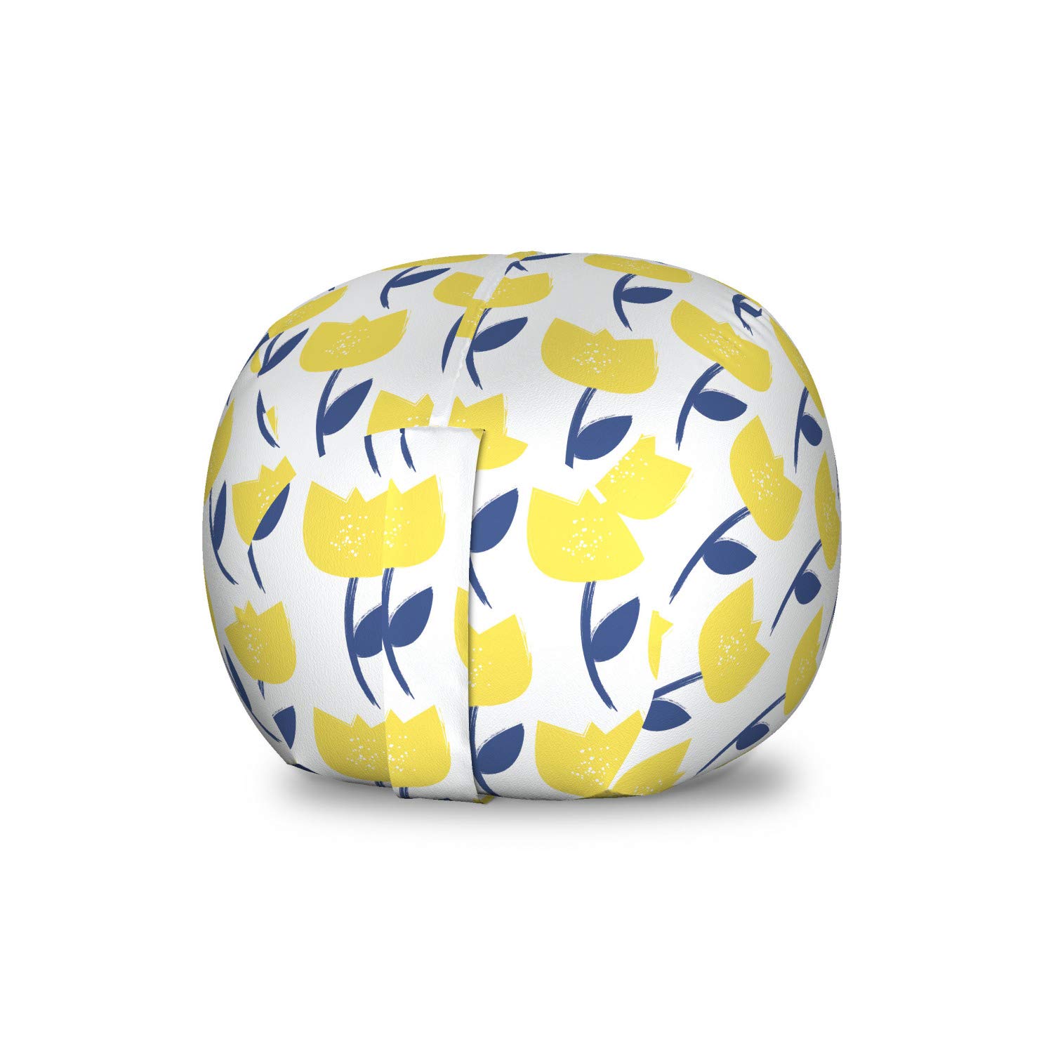Ambesonne Tulip Storage Toy Bag Chair - Washable Stuffed Animal Organizer with Floral Design, Small Size in Night Blue & Mustard - Perfect for Kids' Room, Nursery, and Playroom Organization