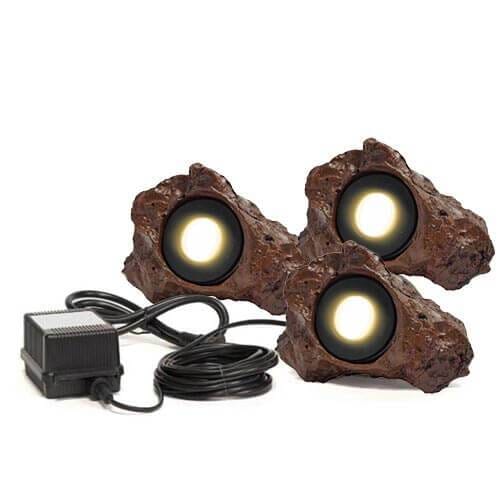 Anjon 3 LED Rock Light Kit with Transformer & Photocell - 3X1.5WRLKIT - Waterproof Landscape Lighting for Garden, Pathway, and Outdoor Decor