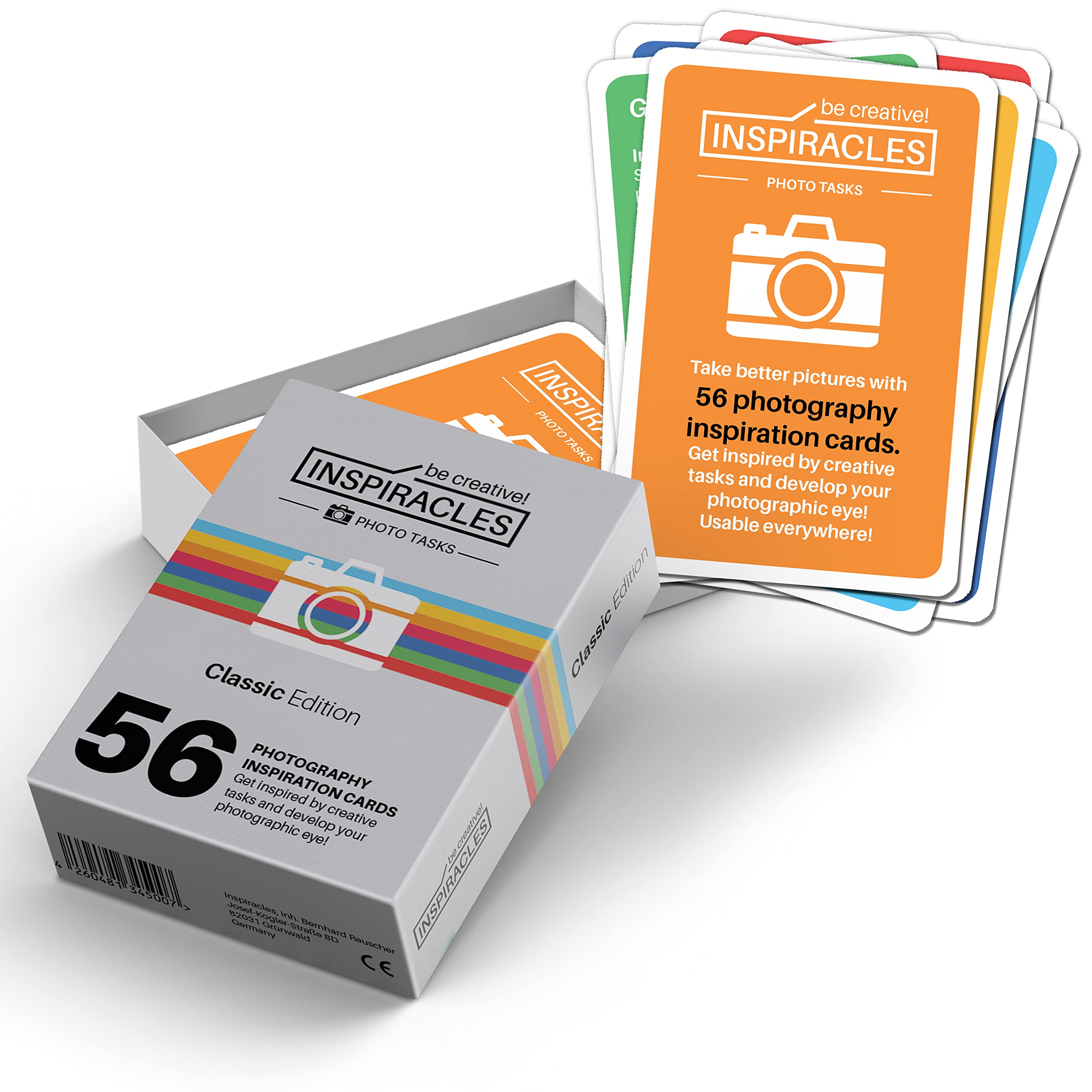 Photography Inspiration Cards & Camera Accessories - XL Deck with Cheat Sheet | Perfect Gift for Photographers | DSLR & Mirrorless Camera Guide | Ideal for Travel, Studio & Outdoor Shooting