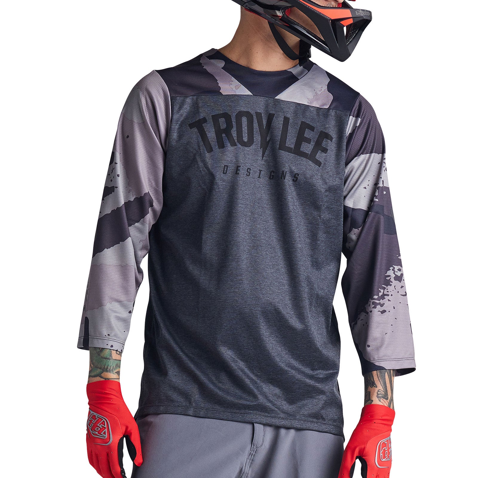 Ruckus 3/4 Sleeve Jersey Camber Camo Black Heather - Comfortable Athletic Shirt for Outdoor Sports & Casual Wear