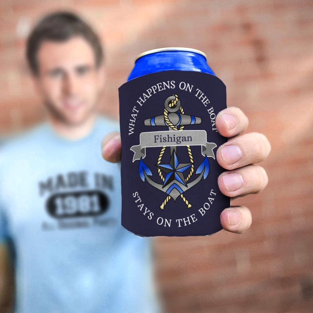 Customized Boating Can Coolies 48 Pack - Navy 12 oz to 16 oz Insulated Drink Coolers for Beer & Soda - Perfect for Boating, Camping, BBQs & Tailgating Parties