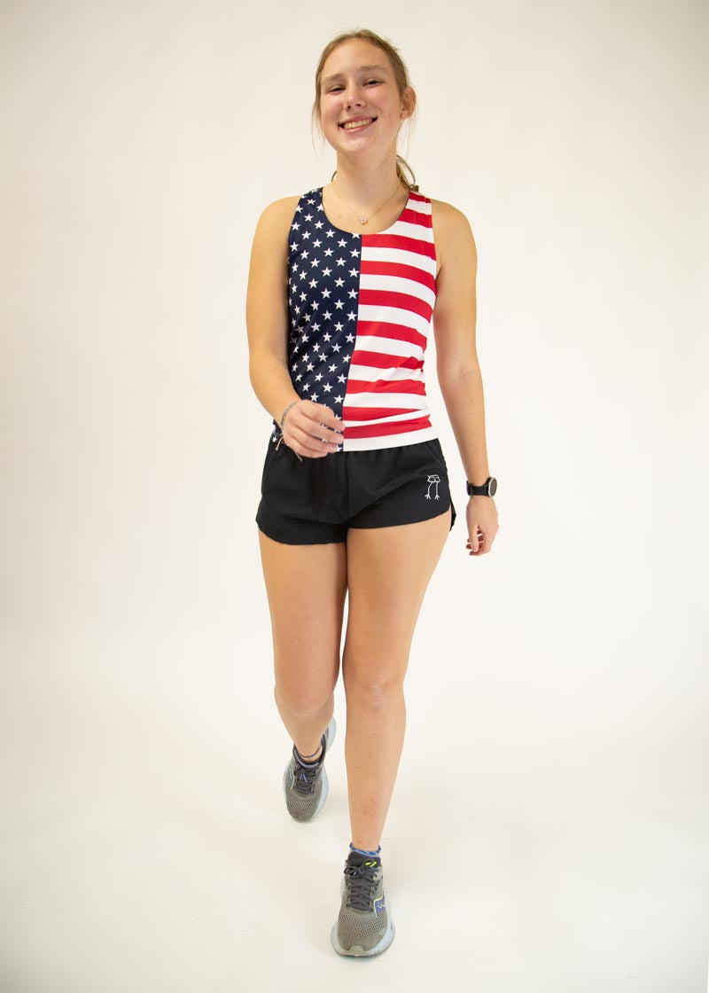 Women's USA Performance Singlet - Breathable Workout Tank Top for Running, Gym & Fitness - Comfortable Athletic Sleeveless Shirt for Women