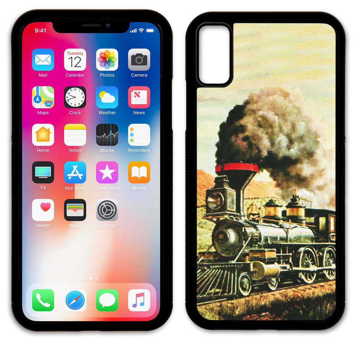 Slim Fit Shockproof Phone Case for Apple iPhone Xs MAX - Durable Protective Cover with Multi-Colored Train Design - Perfect for Everyday Use, Travel & Commuting