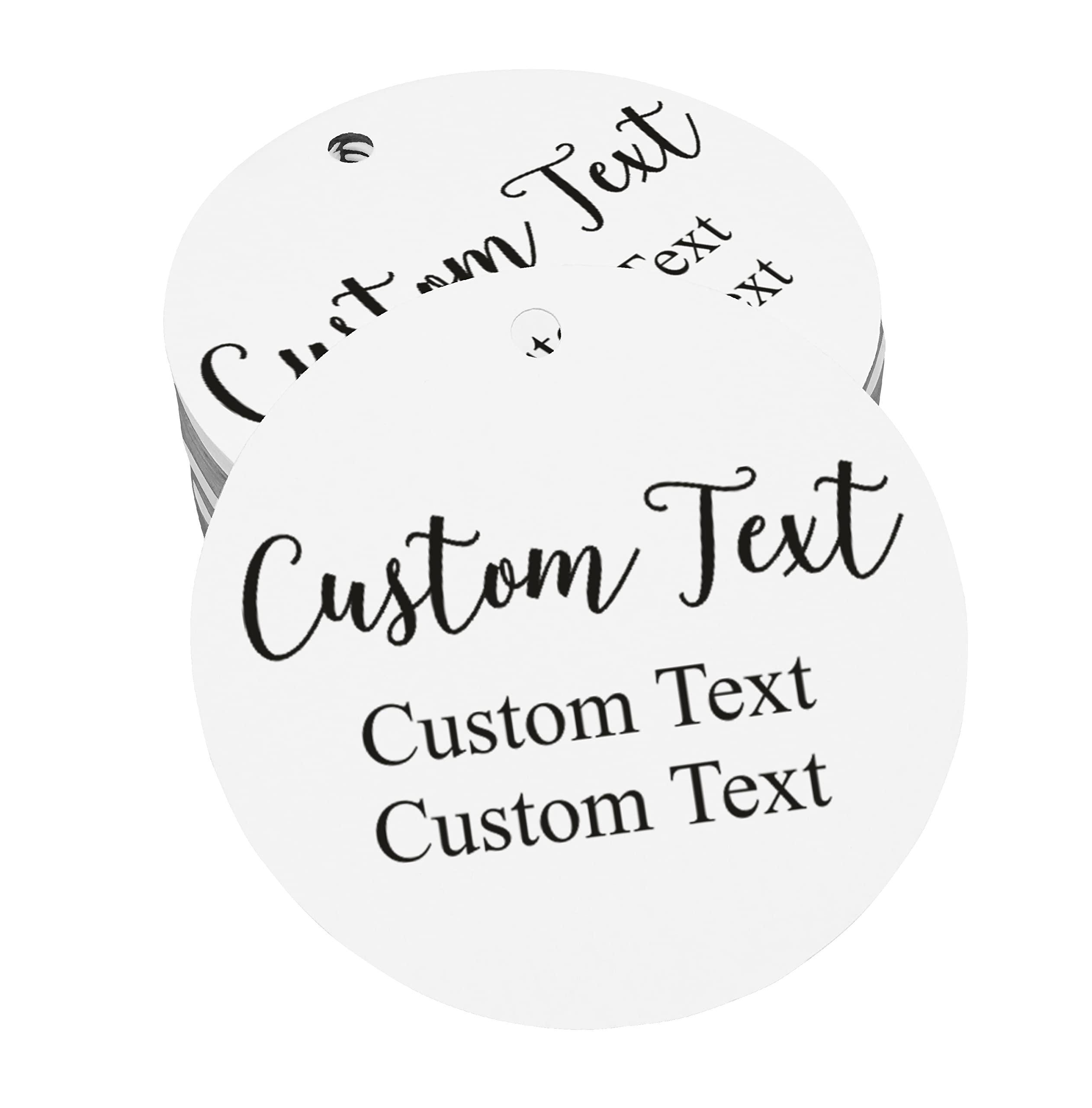100 PCS Custom Round Hang Tags - Personalized Wedding Favor Gift Tags with Any Text - Perfect for Bridal Showers, Baby Showers & Party Favors