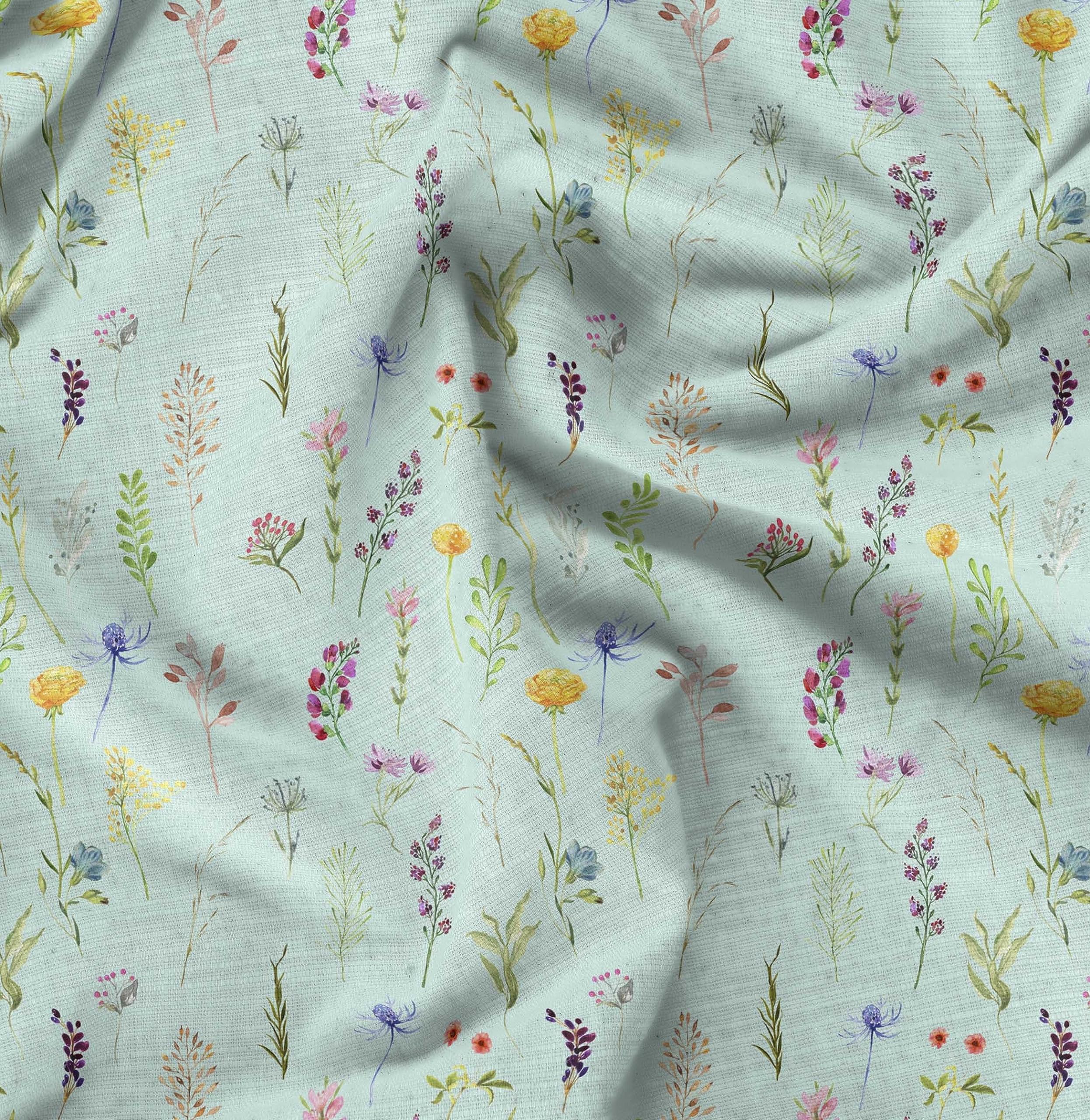 Soimoi Moss Georgette Green Fabric by The Yard - 42 Inch Wide Wildflower Leaves Print - Whimsical Botanical Fabric for Dresses, Curtains & DIY Crafts - Lightweight Flowy Material for Sewing Projects & Home Decor