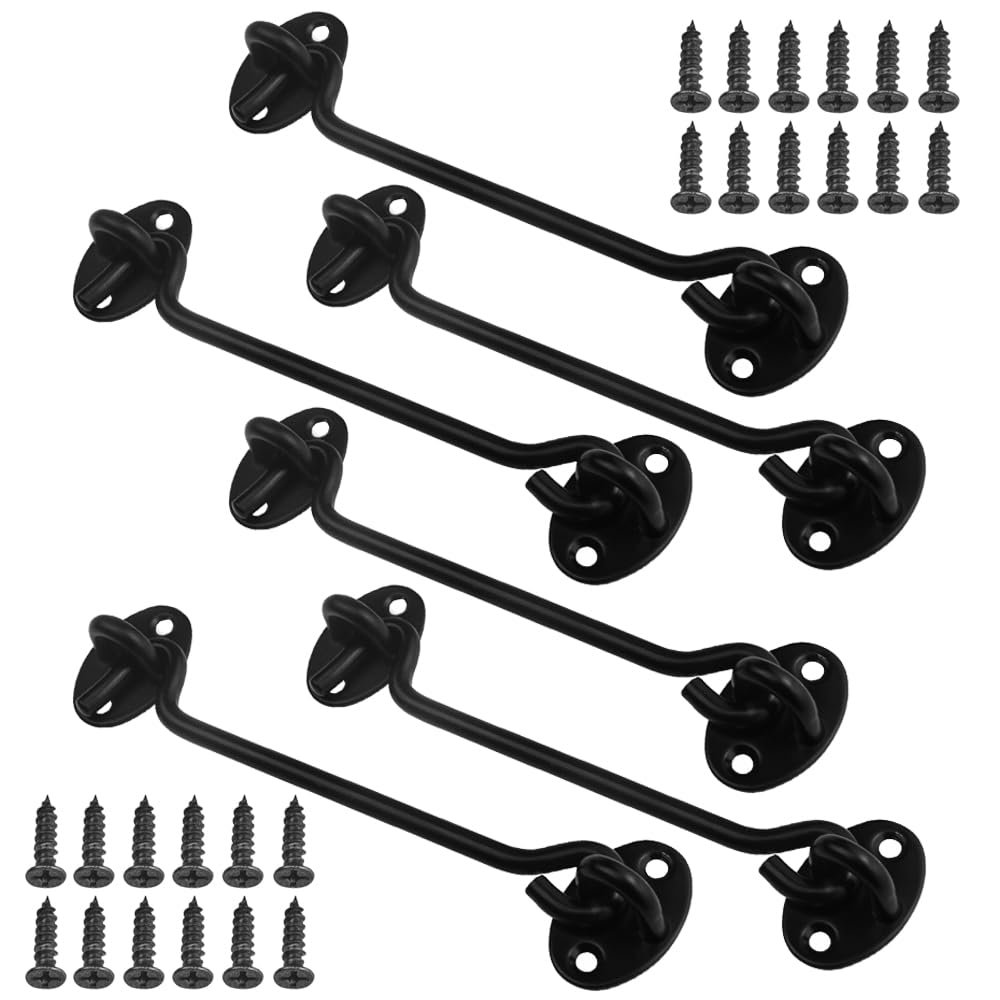 6 Pack Stainless Steel Barn Door Hook and Eye Latch Lock - 6 Inch Privacy Hooks for Sliding Doors, Cabin Gates & Windows | Durable Rust-Resistant Hardware for Bedroom, Bathroom & Closet Doors